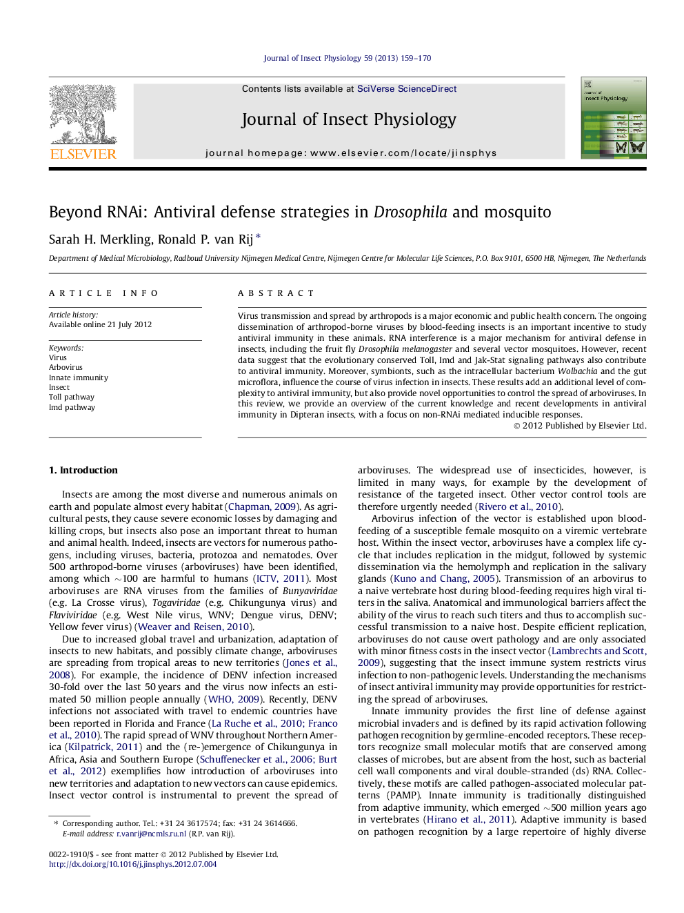 Beyond RNAi: Antiviral defense strategies in Drosophila and mosquito