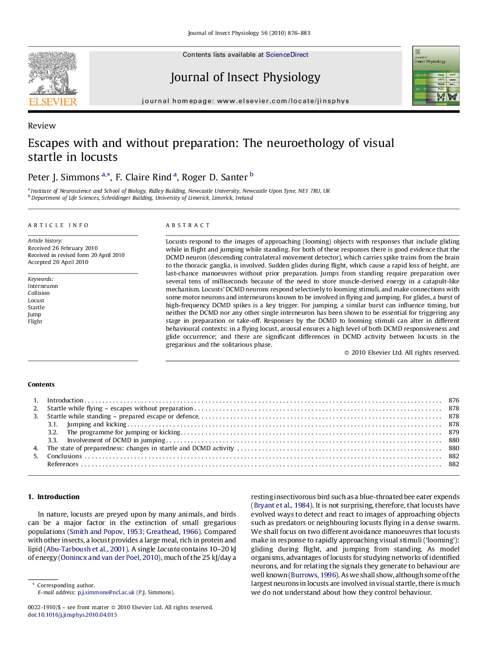 Escapes with and without preparation: The neuroethology of visual startle in locusts