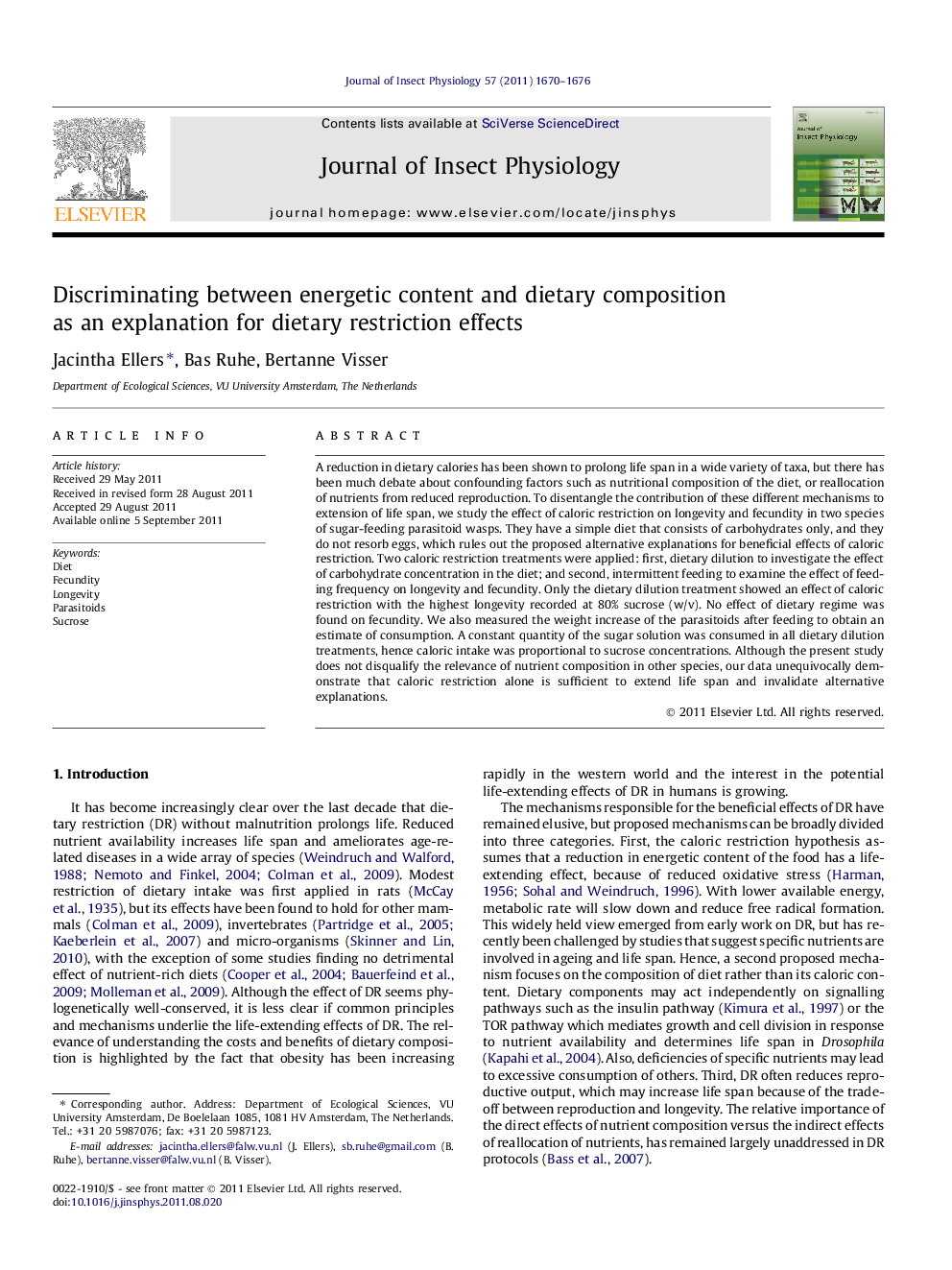 Discriminating between energetic content and dietary composition as an explanation for dietary restriction effects