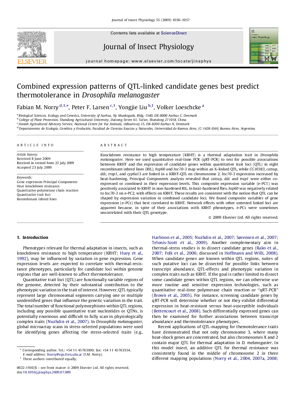 Combined expression patterns of QTL-linked candidate genes best predict thermotolerance in Drosophila melanogaster