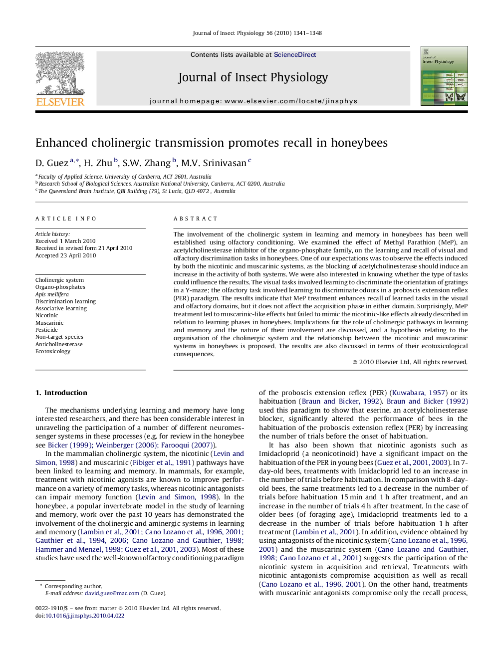 Enhanced cholinergic transmission promotes recall in honeybees