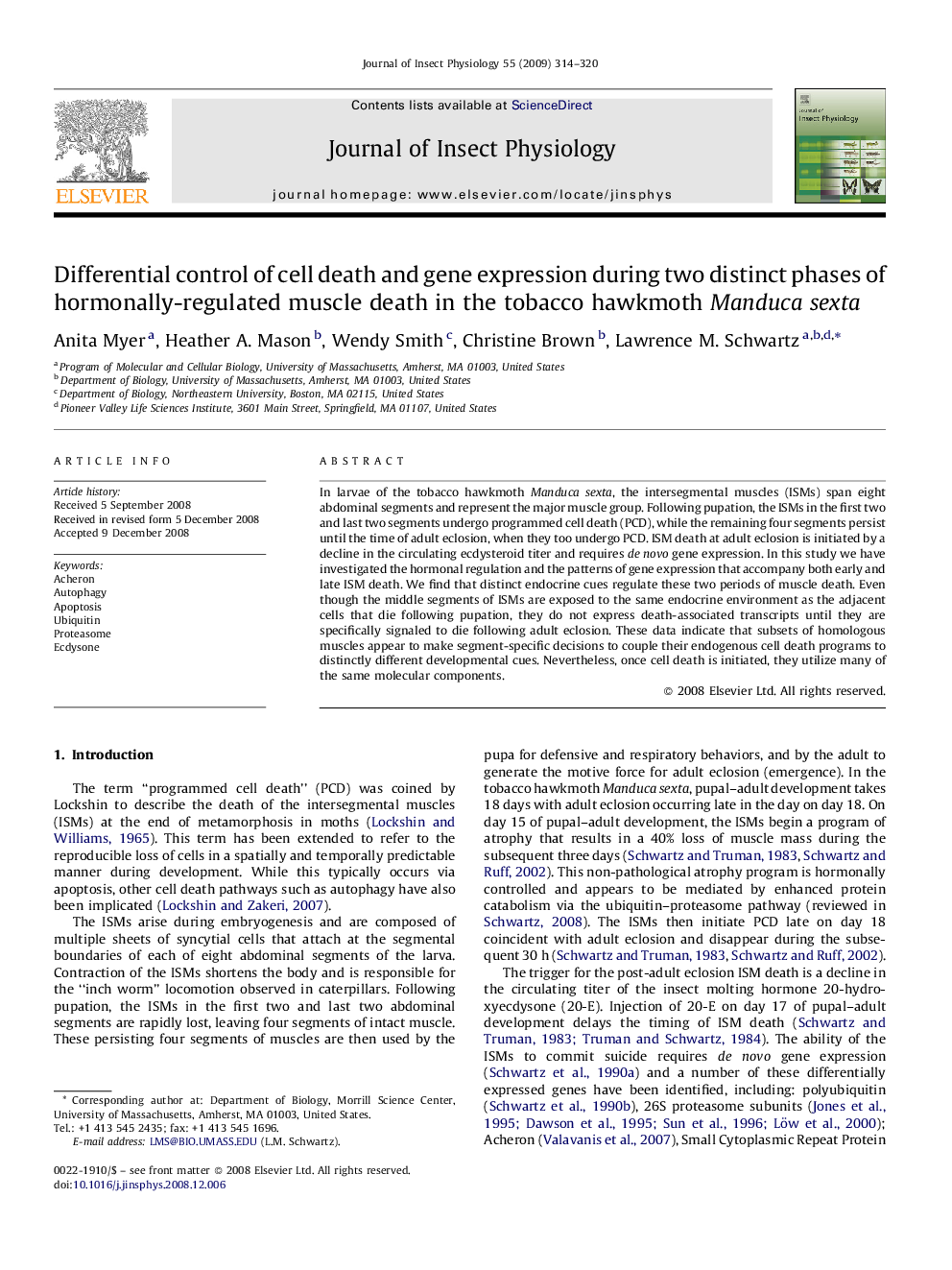 Differential control of cell death and gene expression during two distinct phases of hormonally-regulated muscle death in the tobacco hawkmoth Manduca sexta