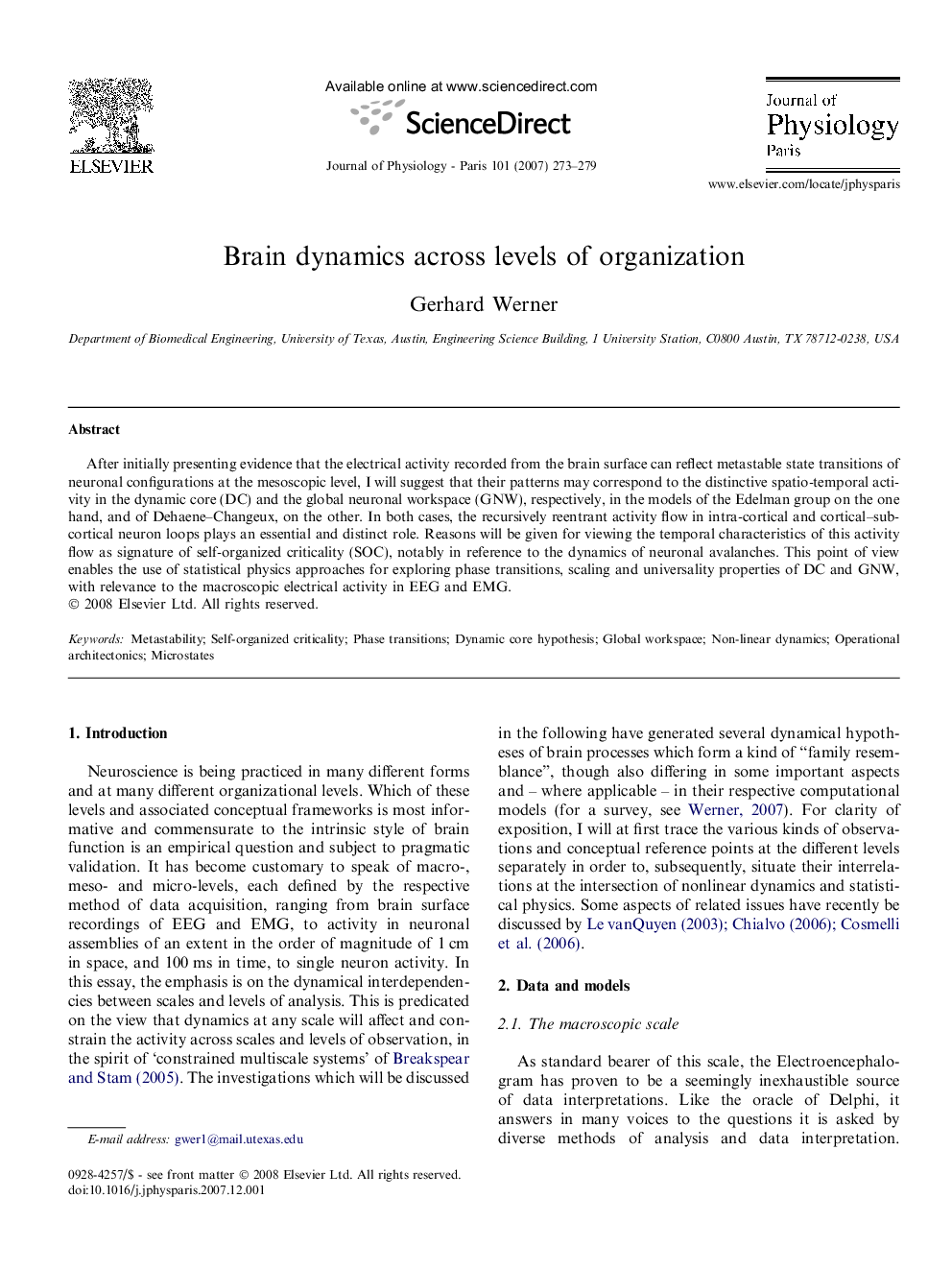 Brain dynamics across levels of organization