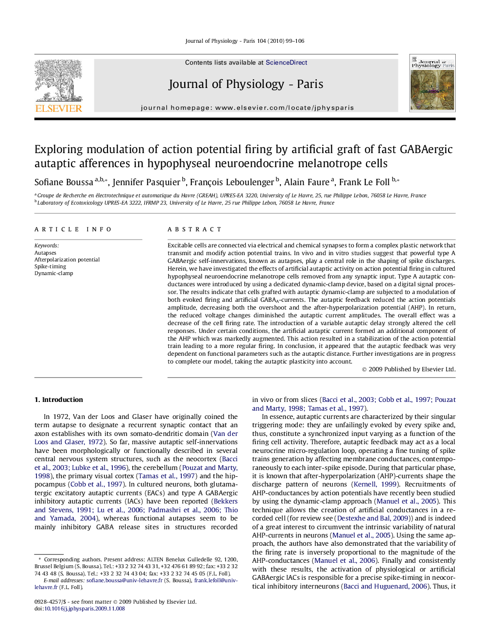 Exploring modulation of action potential firing by artificial graft of fast GABAergic autaptic afferences in hypophyseal neuroendocrine melanotrope cells