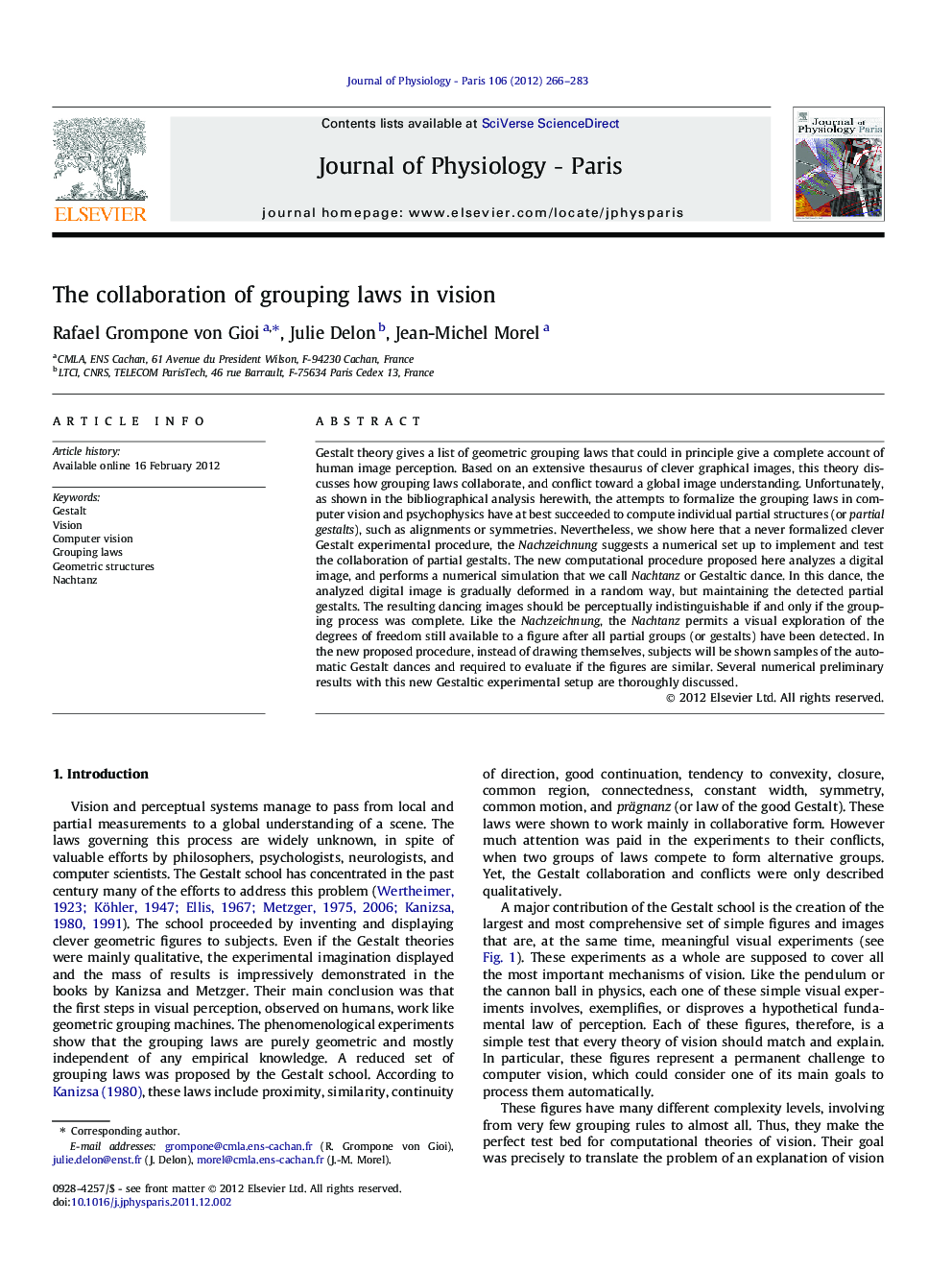 The collaboration of grouping laws in vision