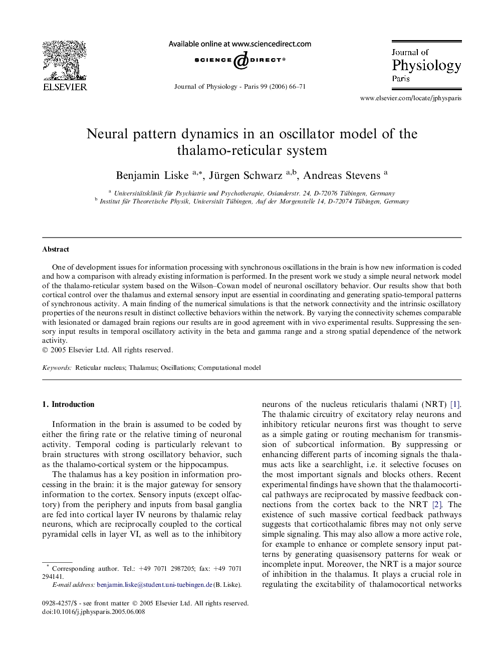 Neural pattern dynamics in an oscillator model of the thalamo-reticular system