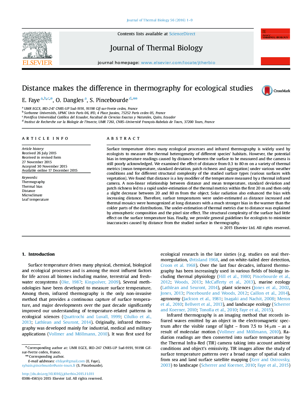 فاصله در ترموگرافی برای مطالعات اکولوژیکی تفاوت می کند 