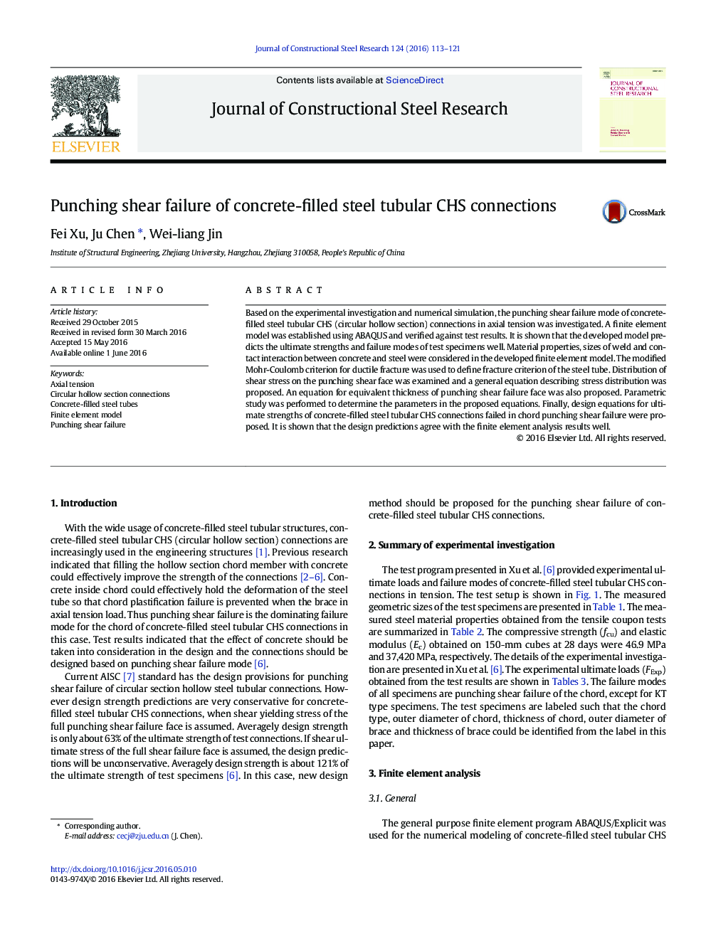 Punching shear failure of concrete-filled steel tubular CHS connections