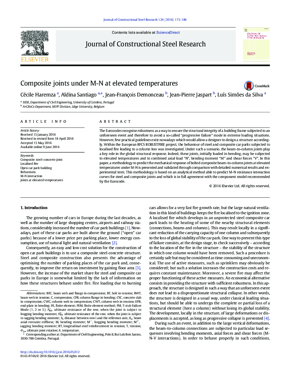 Composite joints under M-N at elevated temperatures