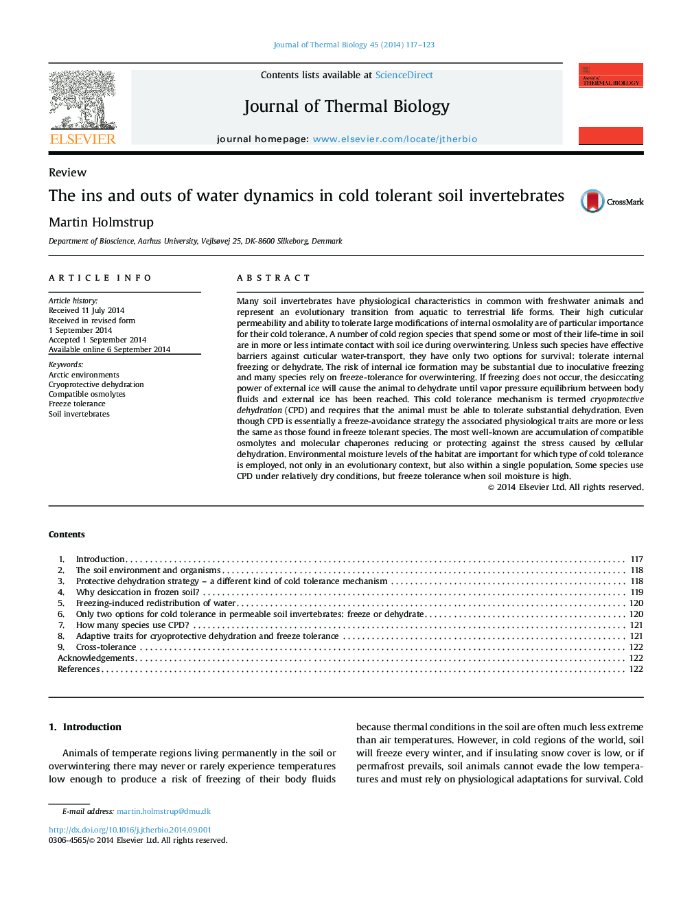 The ins and outs of water dynamics in cold tolerant soil invertebrates