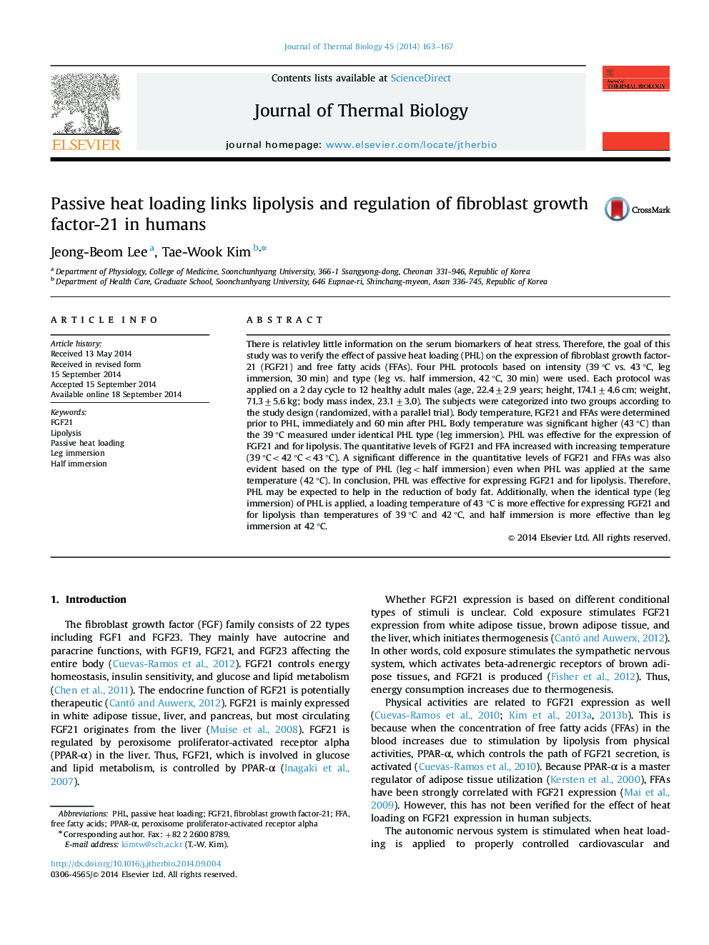 Passive heat loading links lipolysis and regulation of fibroblast growth factor-21 in humans