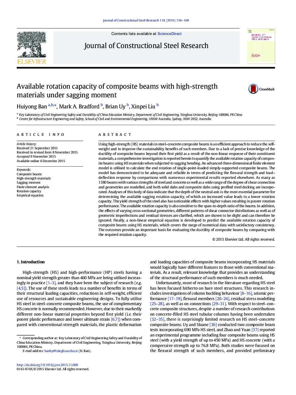 Available rotation capacity of composite beams with high-strength materials under sagging moment