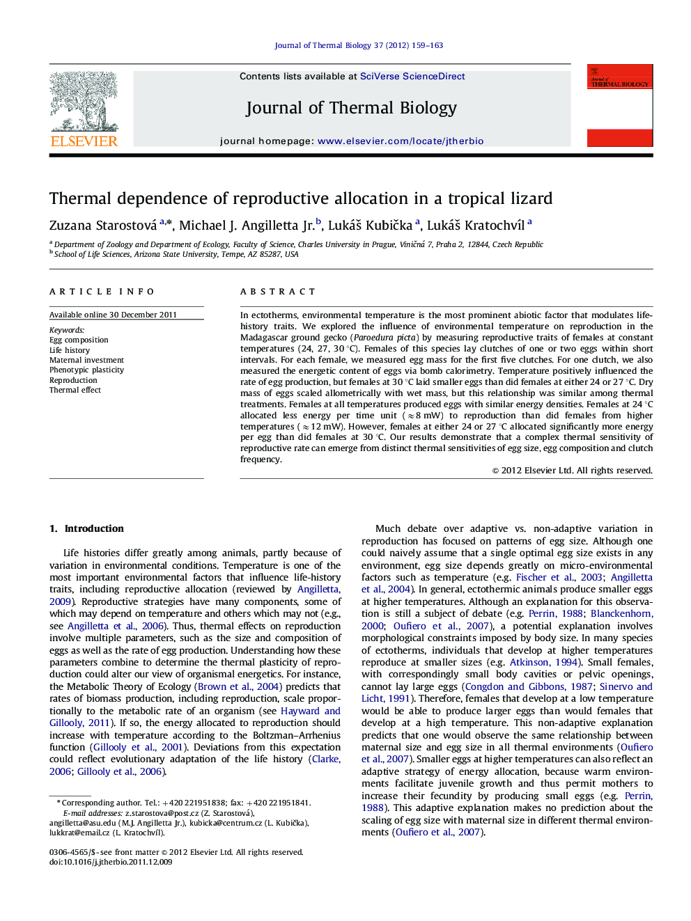 Thermal dependence of reproductive allocation in a tropical lizard