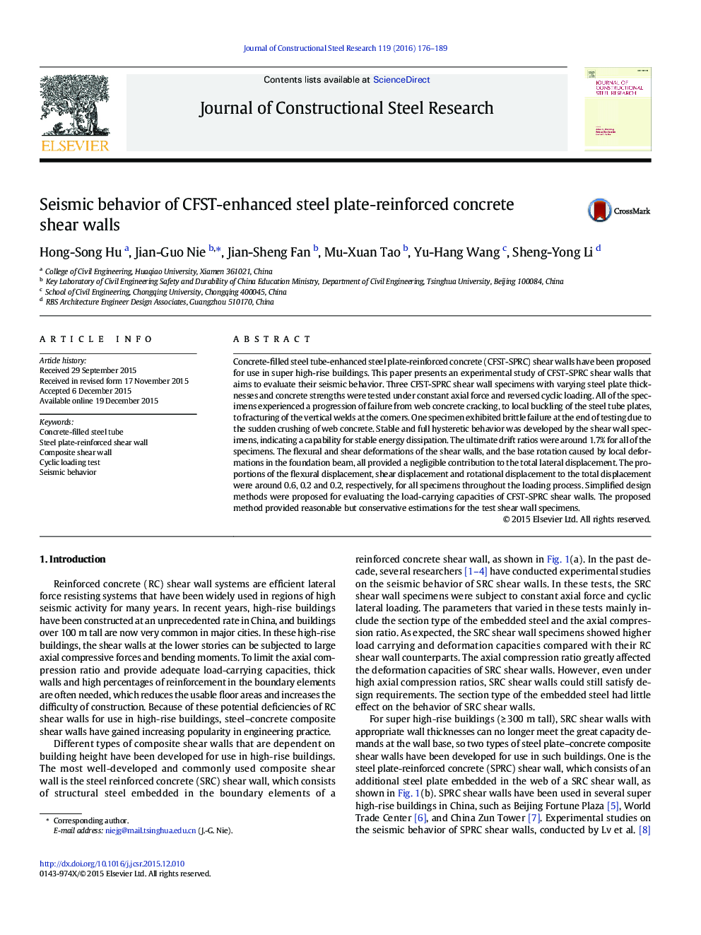 Seismic behavior of CFST-enhanced steel plate-reinforced concrete shear walls