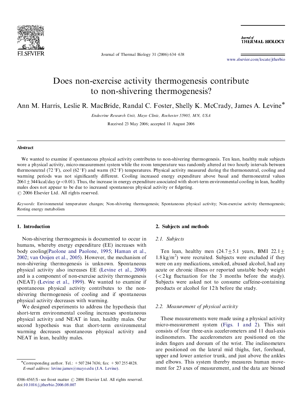 Does non-exercise activity thermogenesis contribute to non-shivering thermogenesis?