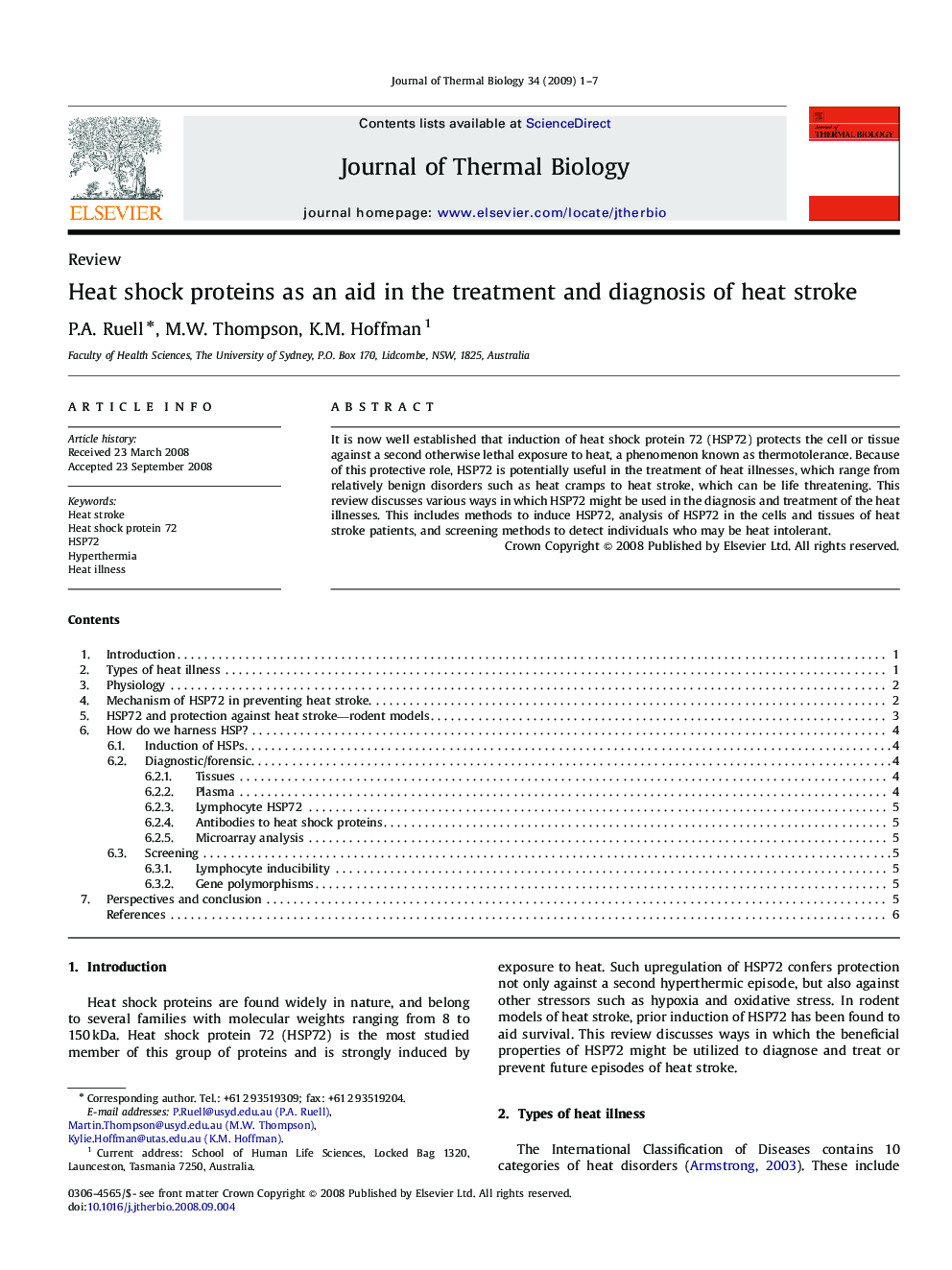 Heat shock proteins as an aid in the treatment and diagnosis of heat stroke