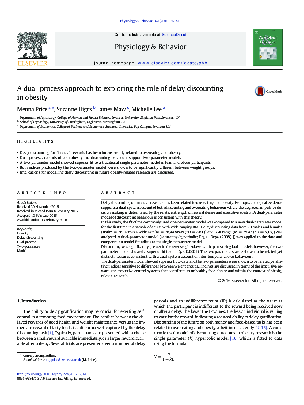 A dual-process approach to exploring the role of delay discounting in obesity