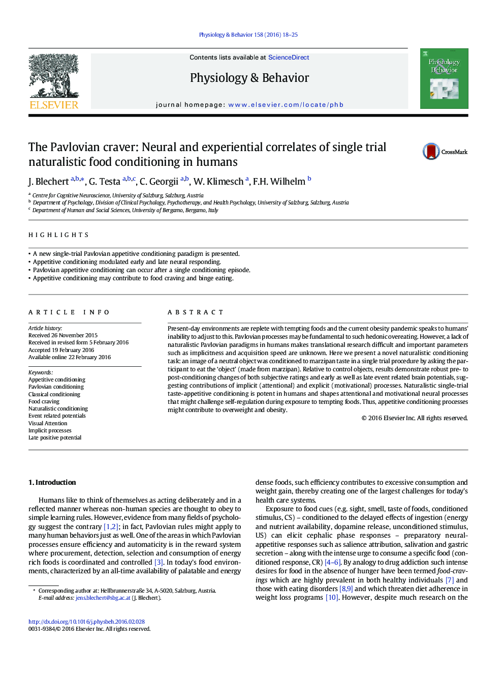 The Pavlovian craver: Neural and experiential correlates of single trial naturalistic food conditioning in humans