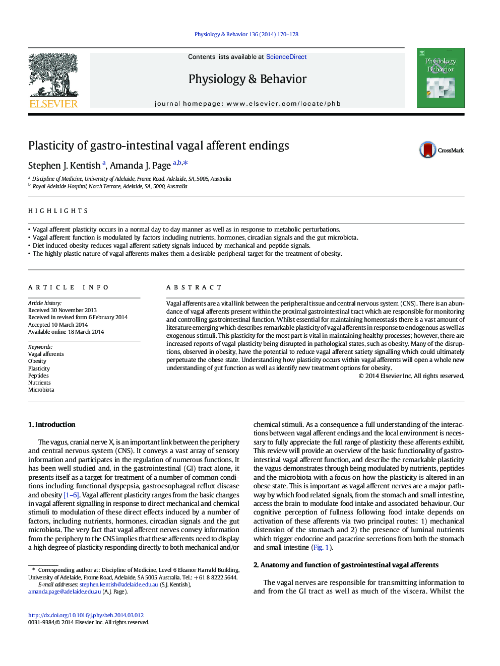 Plasticity of gastro-intestinal vagal afferent endings