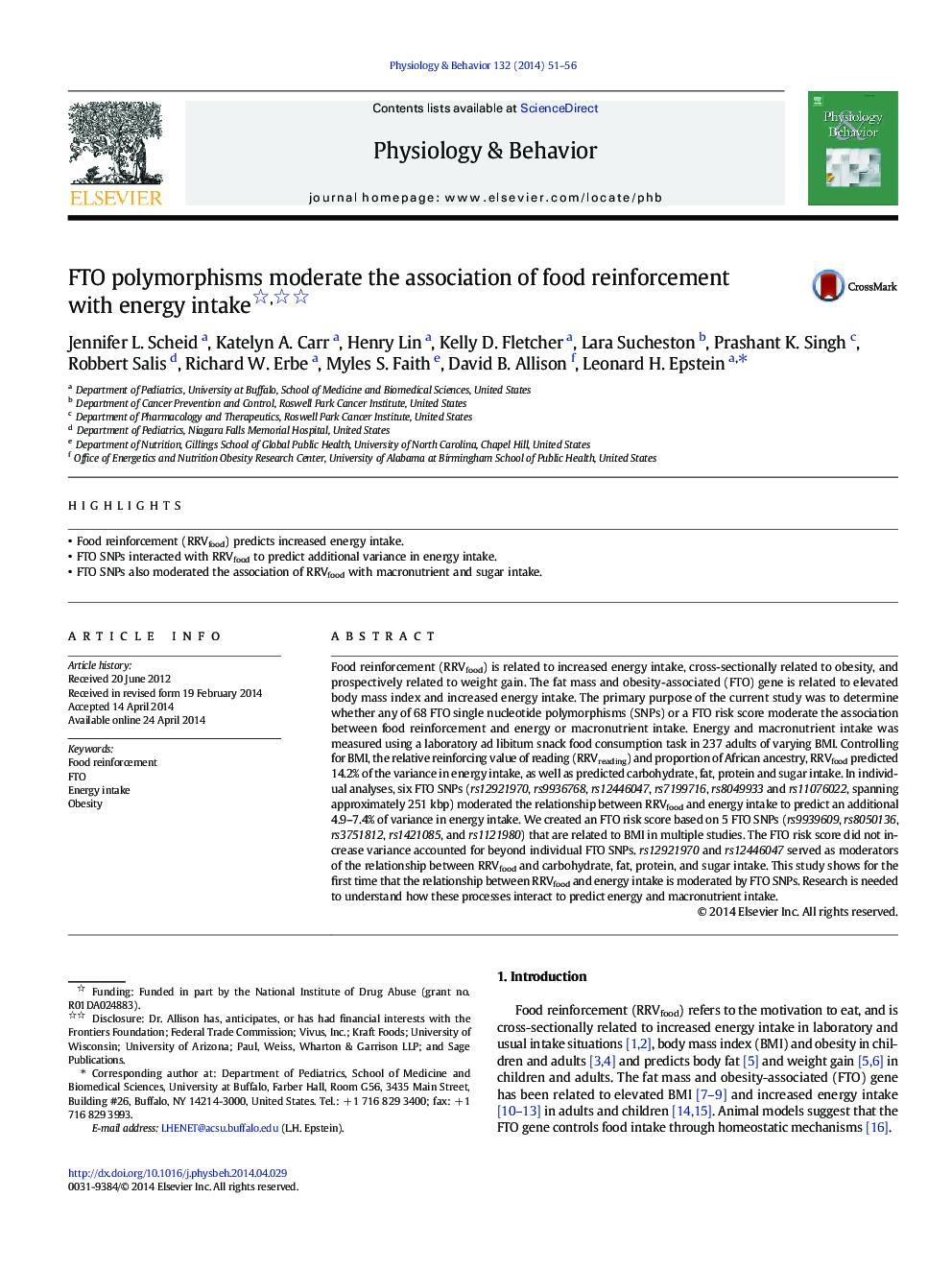 FTO polymorphisms moderate the association of food reinforcement with energy intake 