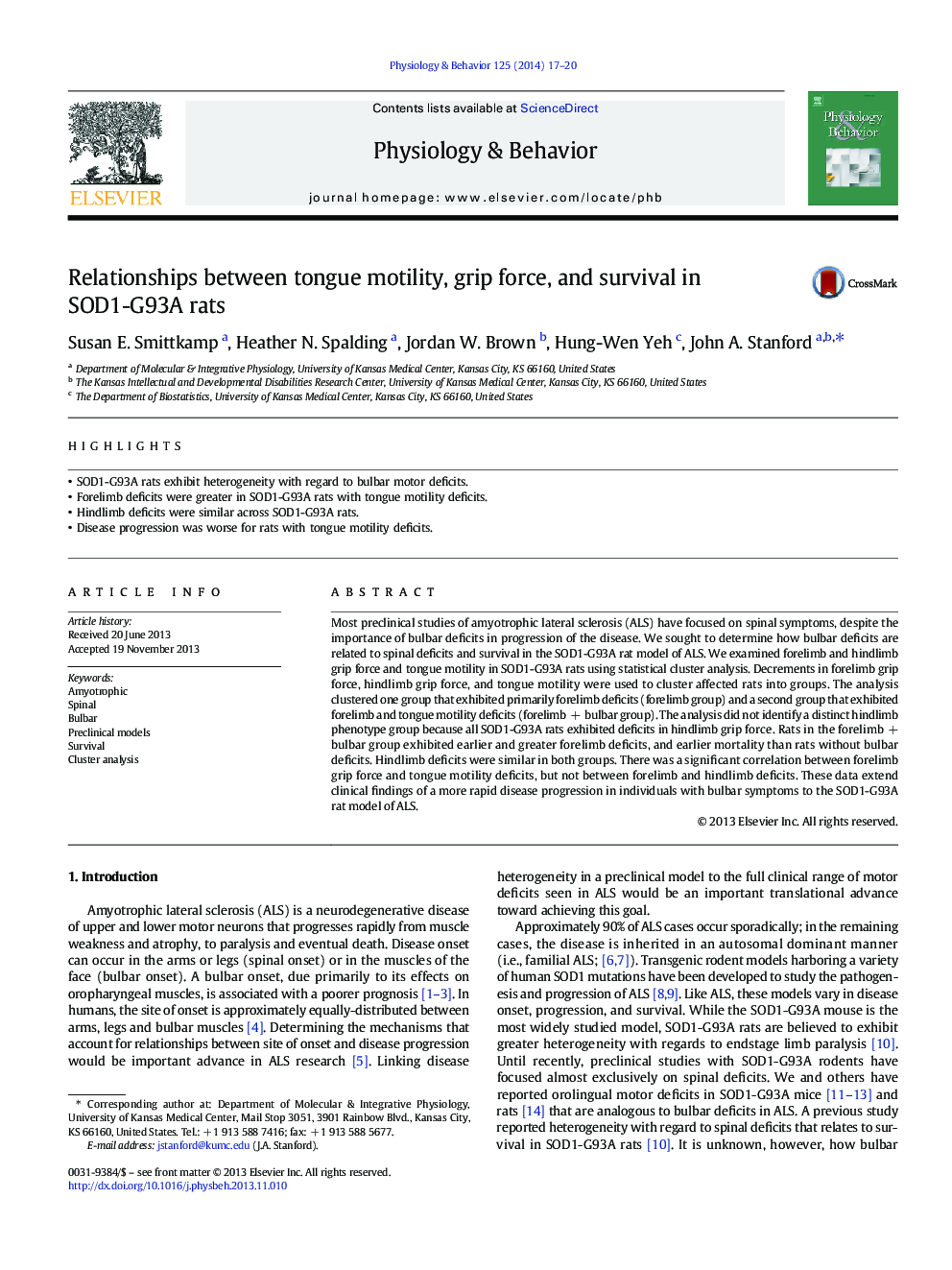 Relationships between tongue motility, grip force, and survival in SOD1-G93A rats