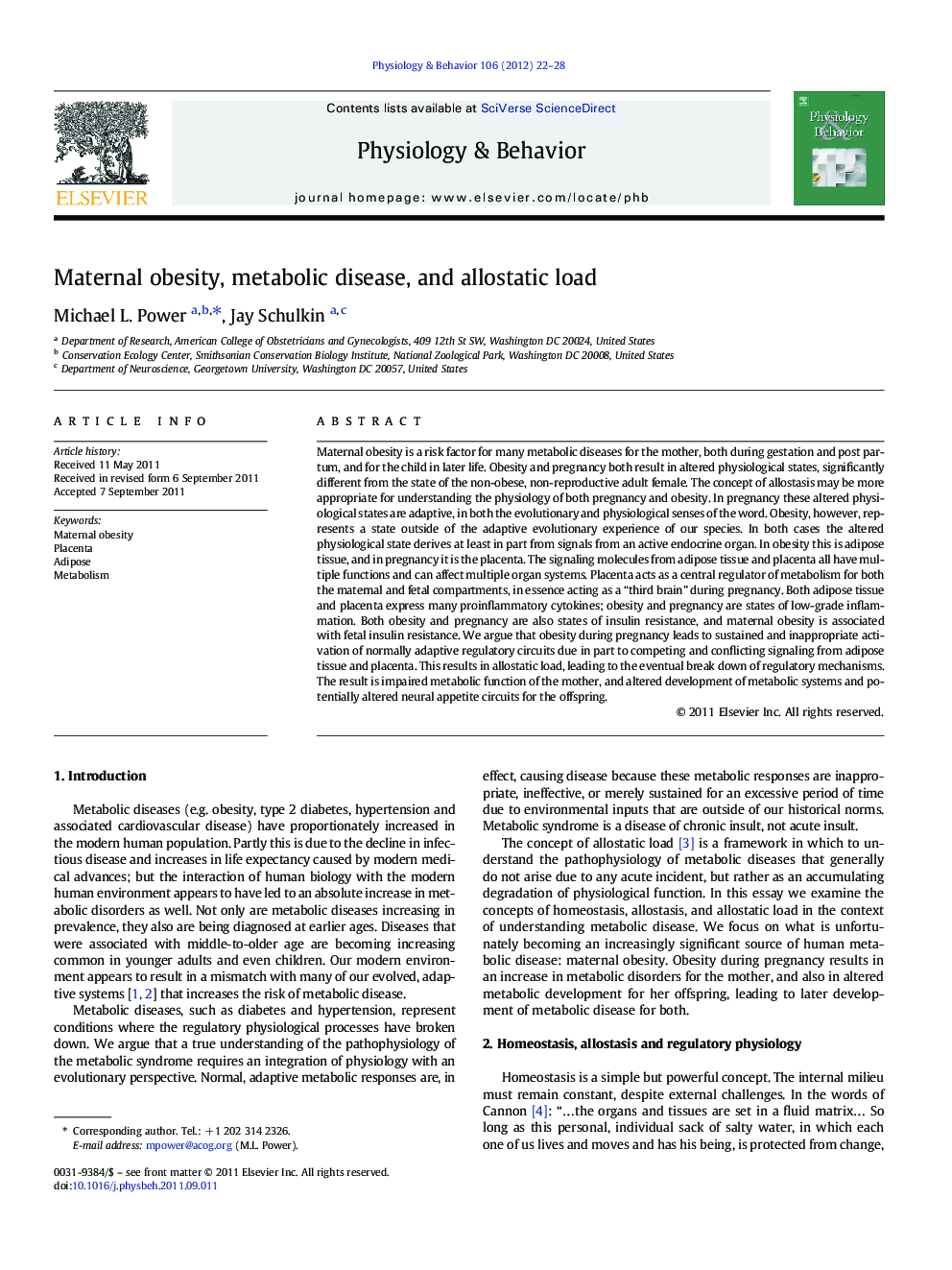 عکس صفحه اول مقاله: Maternal obesity, metabolic disease, and allostatic load Maternal obesity, metabolic disease, and allostatic load