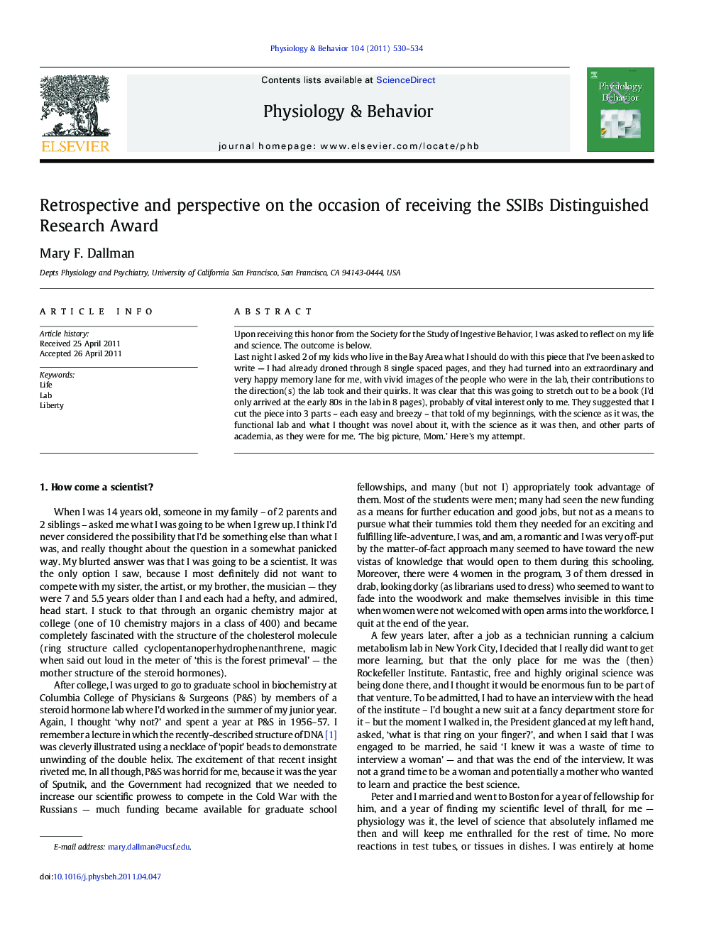 Retrospective and perspective on the occasion of receiving the SSIBs Distinguished Research Award