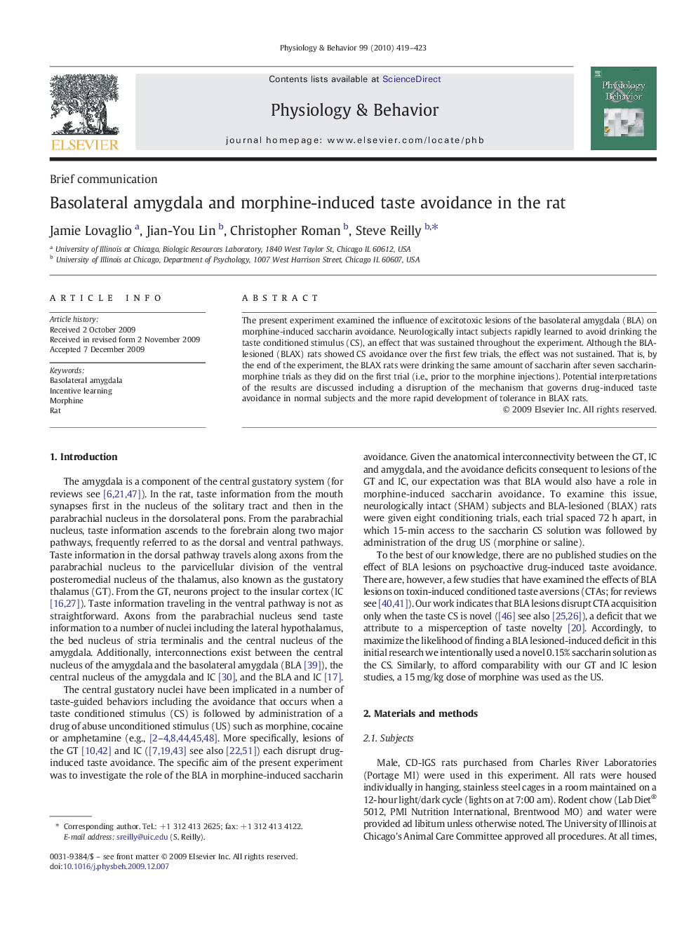 Basolateral amygdala and morphine-induced taste avoidance in the rat