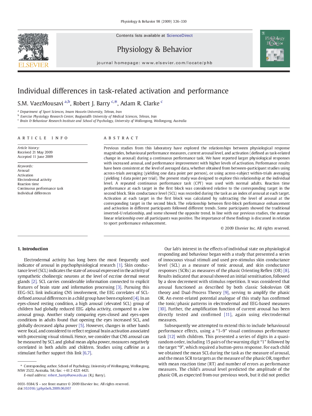 Individual differences in task-related activation and performance