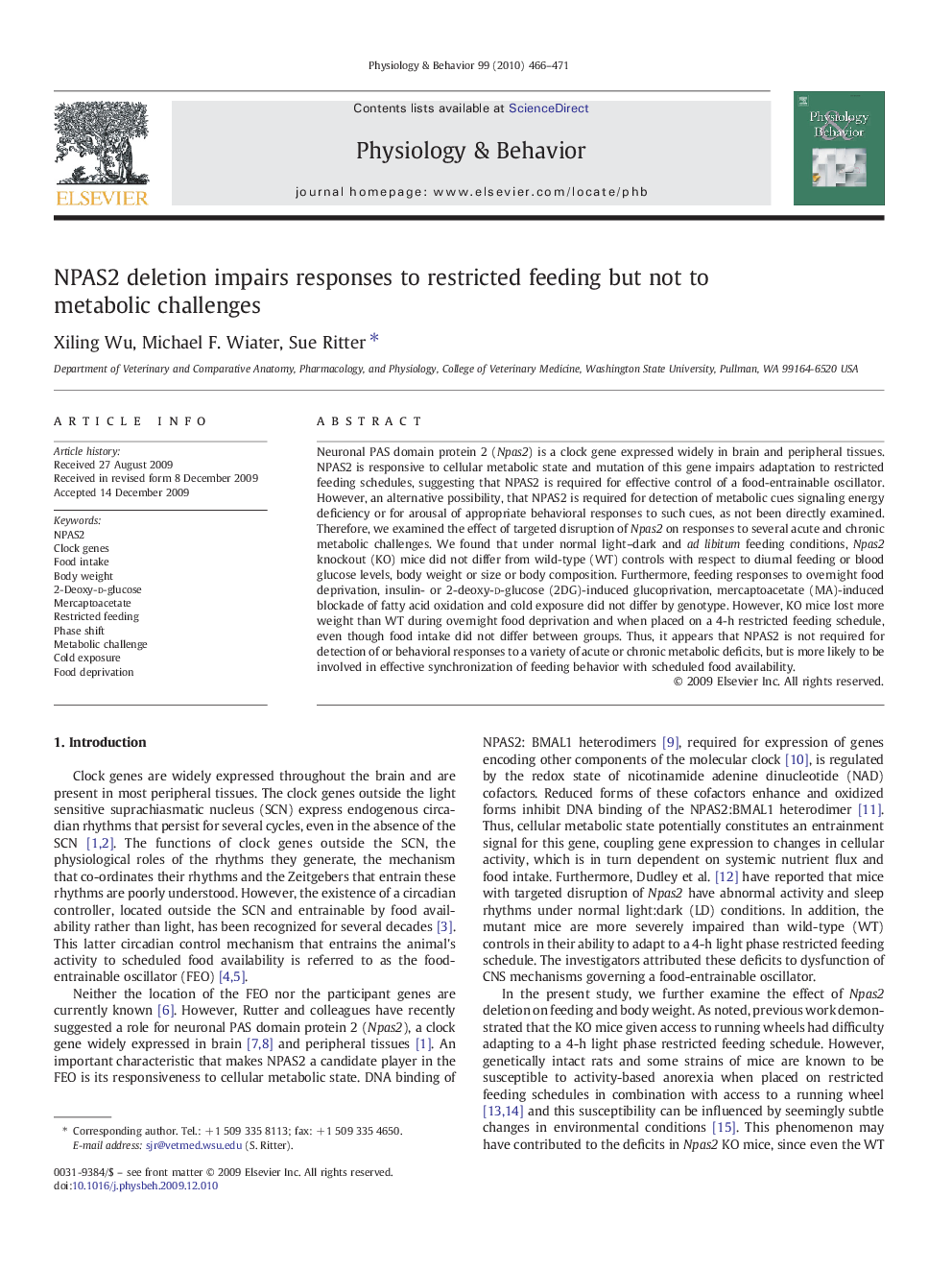 NPAS2 deletion impairs responses to restricted feeding but not to metabolic challenges