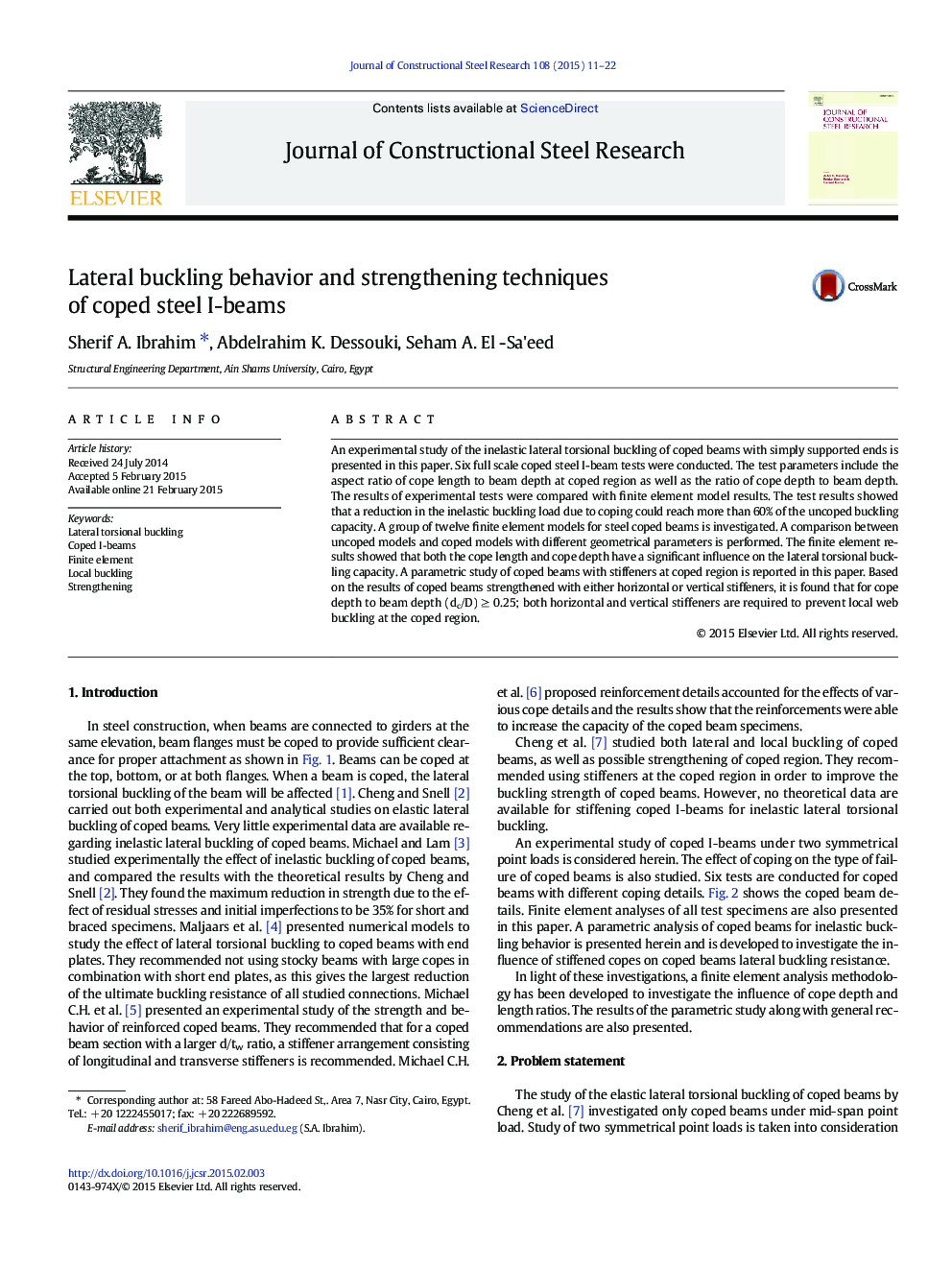 Lateral buckling behavior and strengthening techniques of coped steel I-beams