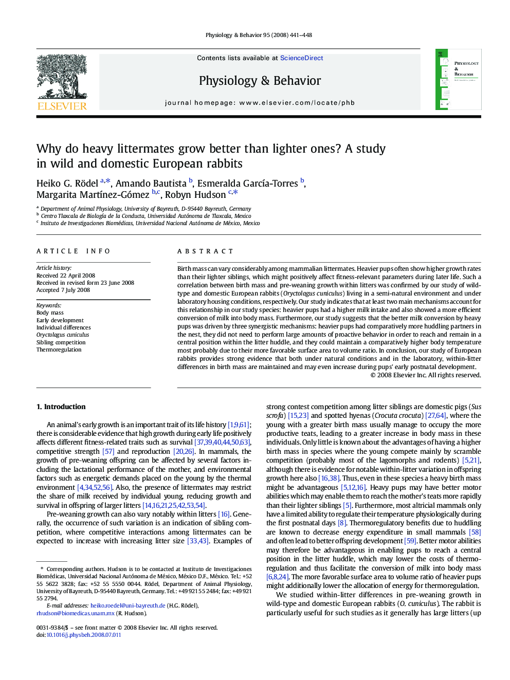 Why do heavy littermates grow better than lighter ones? A study in wild and domestic European rabbits