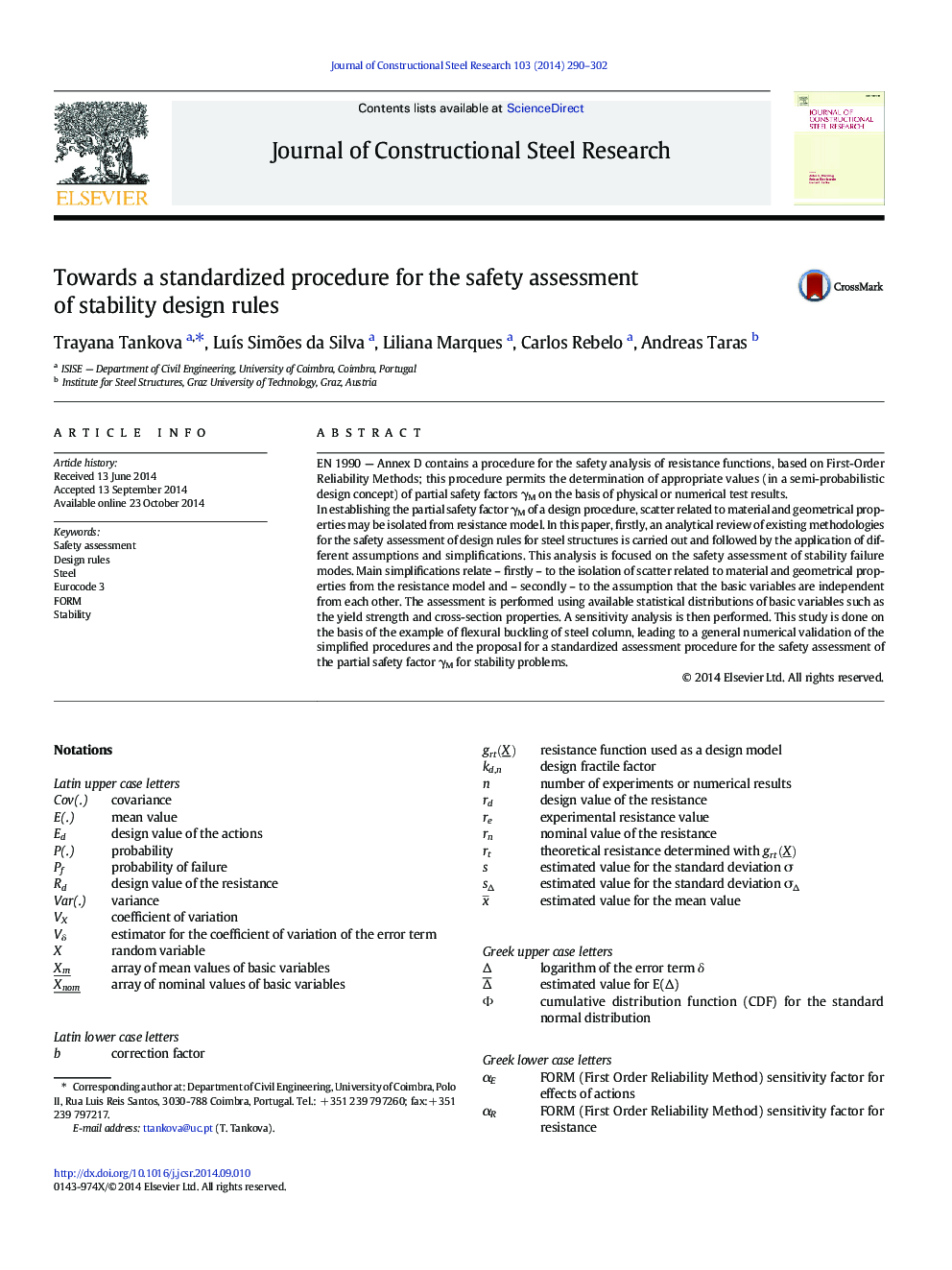 Towards a standardized procedure for the safety assessment of stability design rules
