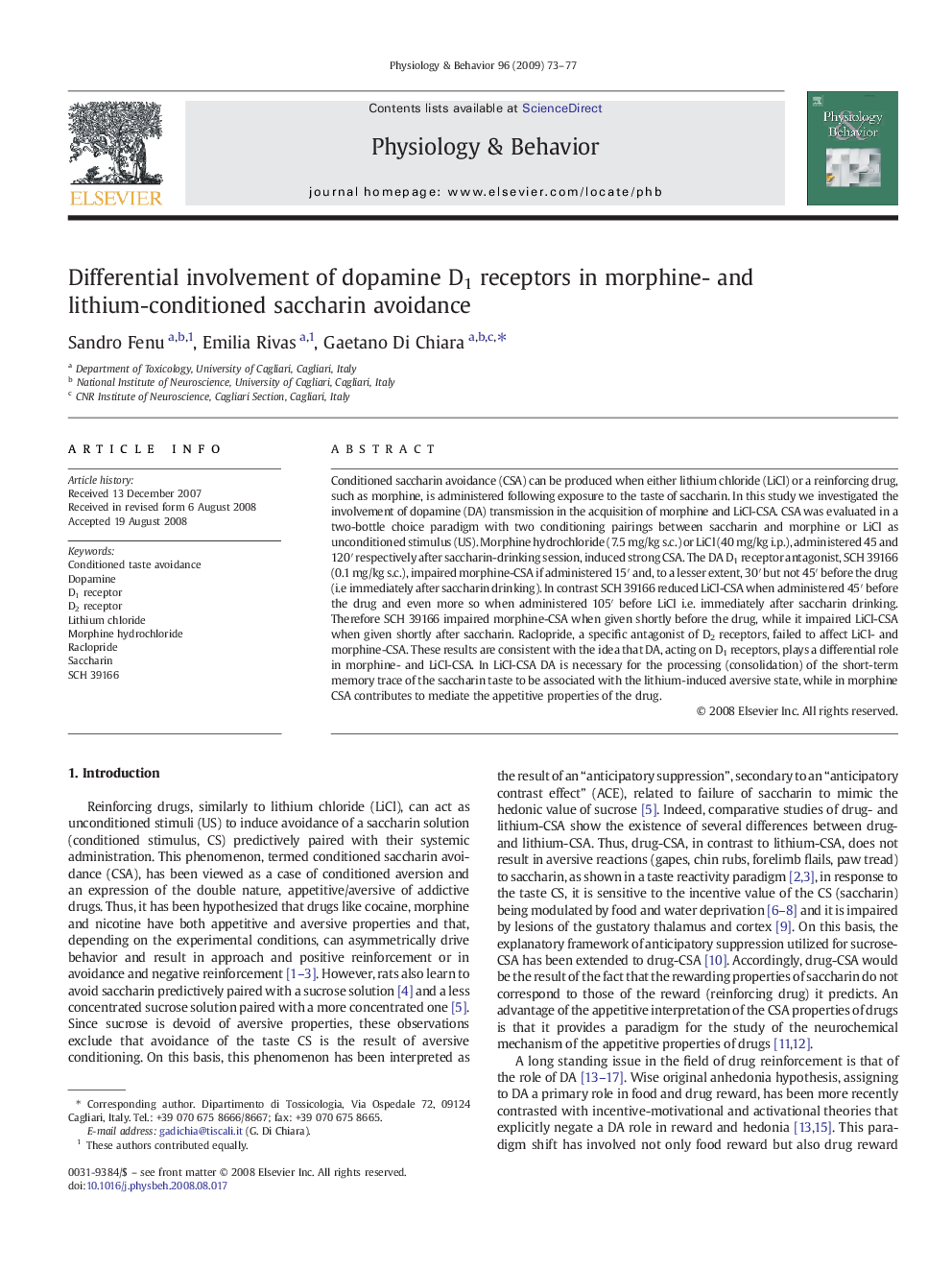 Differential involvement of dopamine D1 receptors in morphine- and lithium-conditioned saccharin avoidance