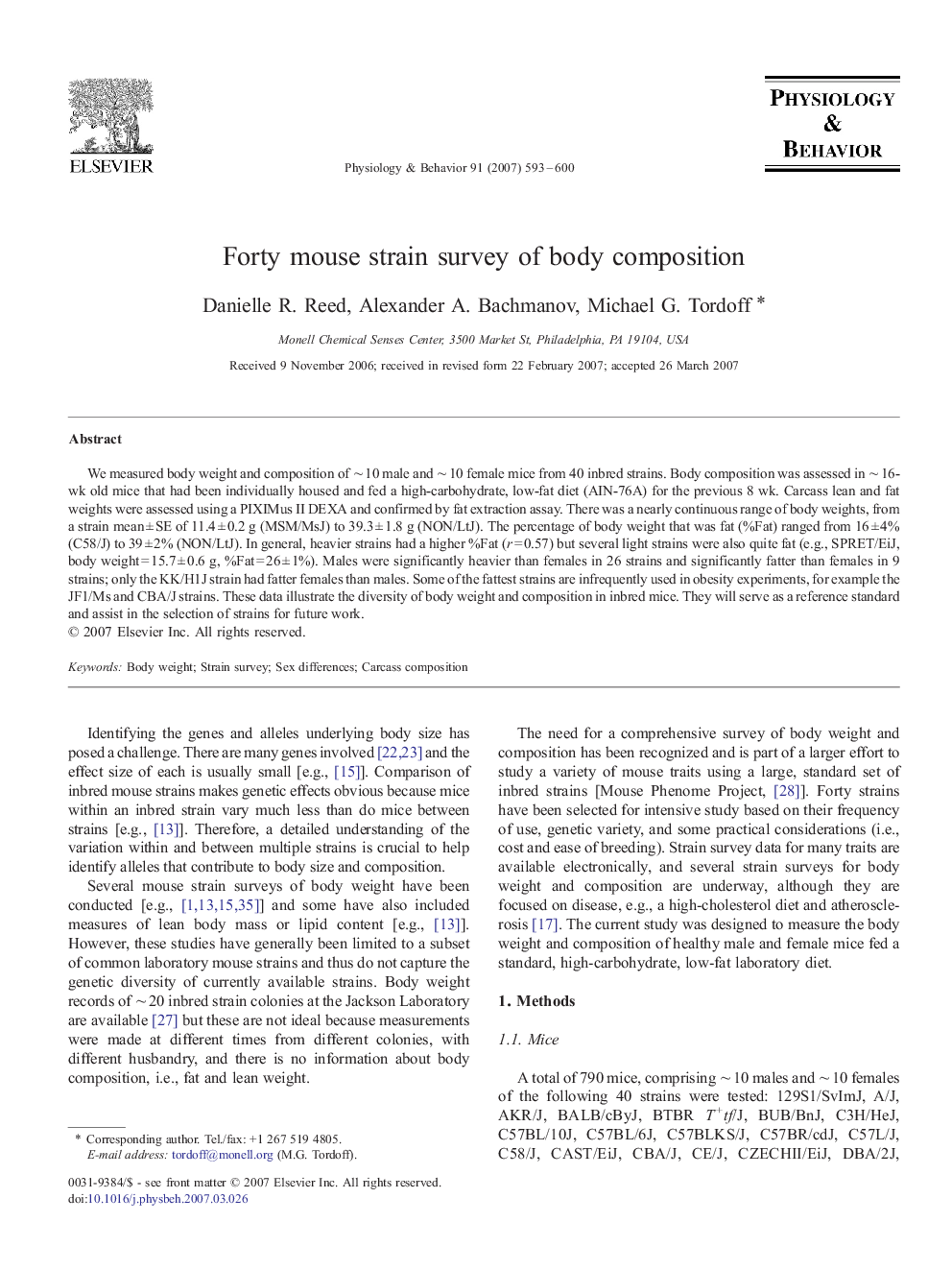 Forty mouse strain survey of body composition