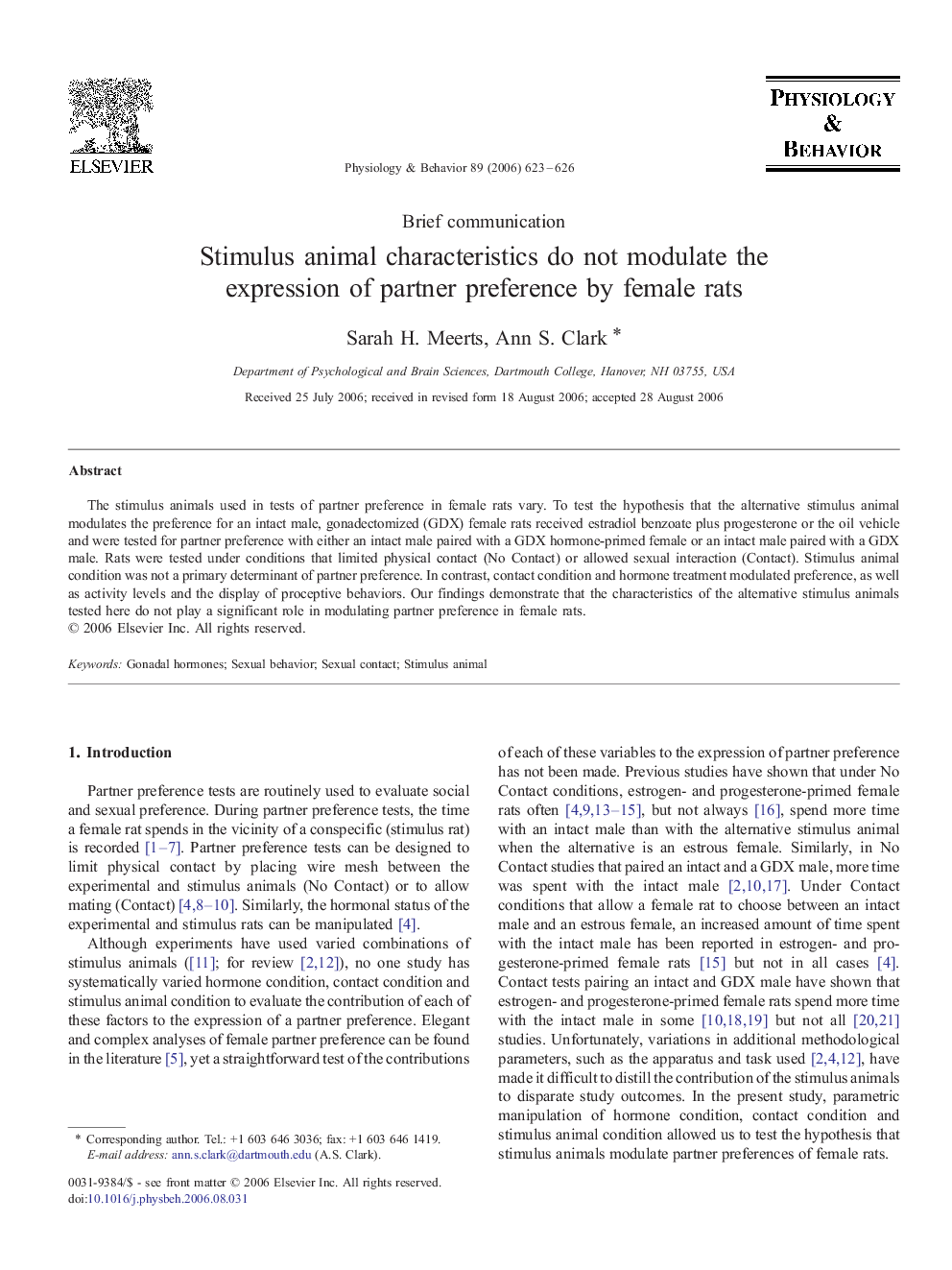 Stimulus animal characteristics do not modulate the expression of partner preference by female rats