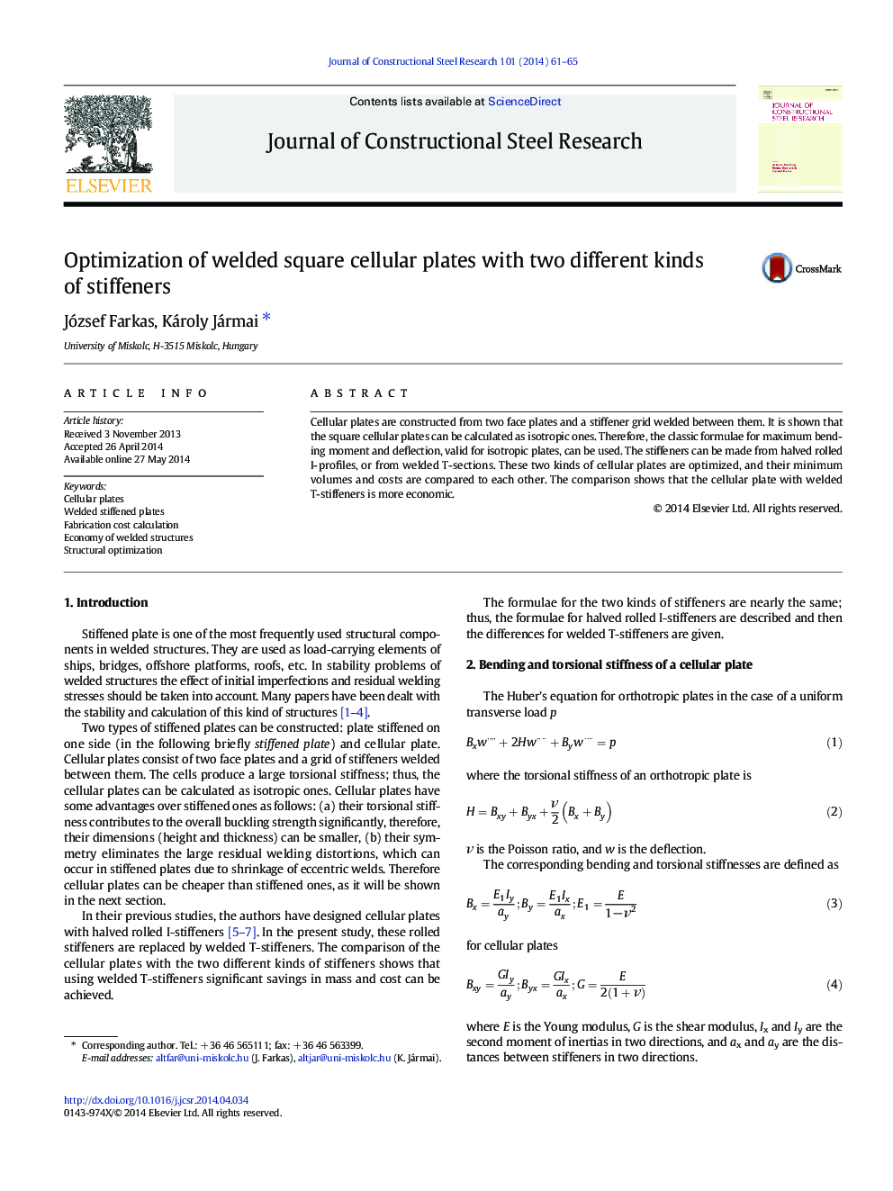 Optimization of welded square cellular plates with two different kinds of stiffeners