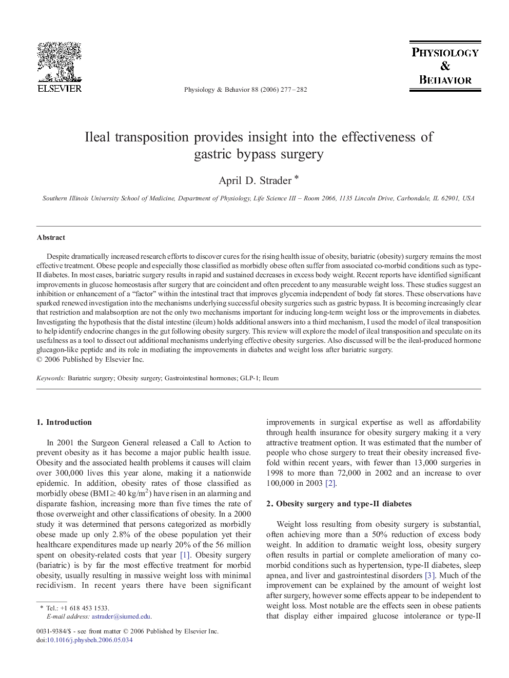 Ileal transposition provides insight into the effectiveness of gastric bypass surgery