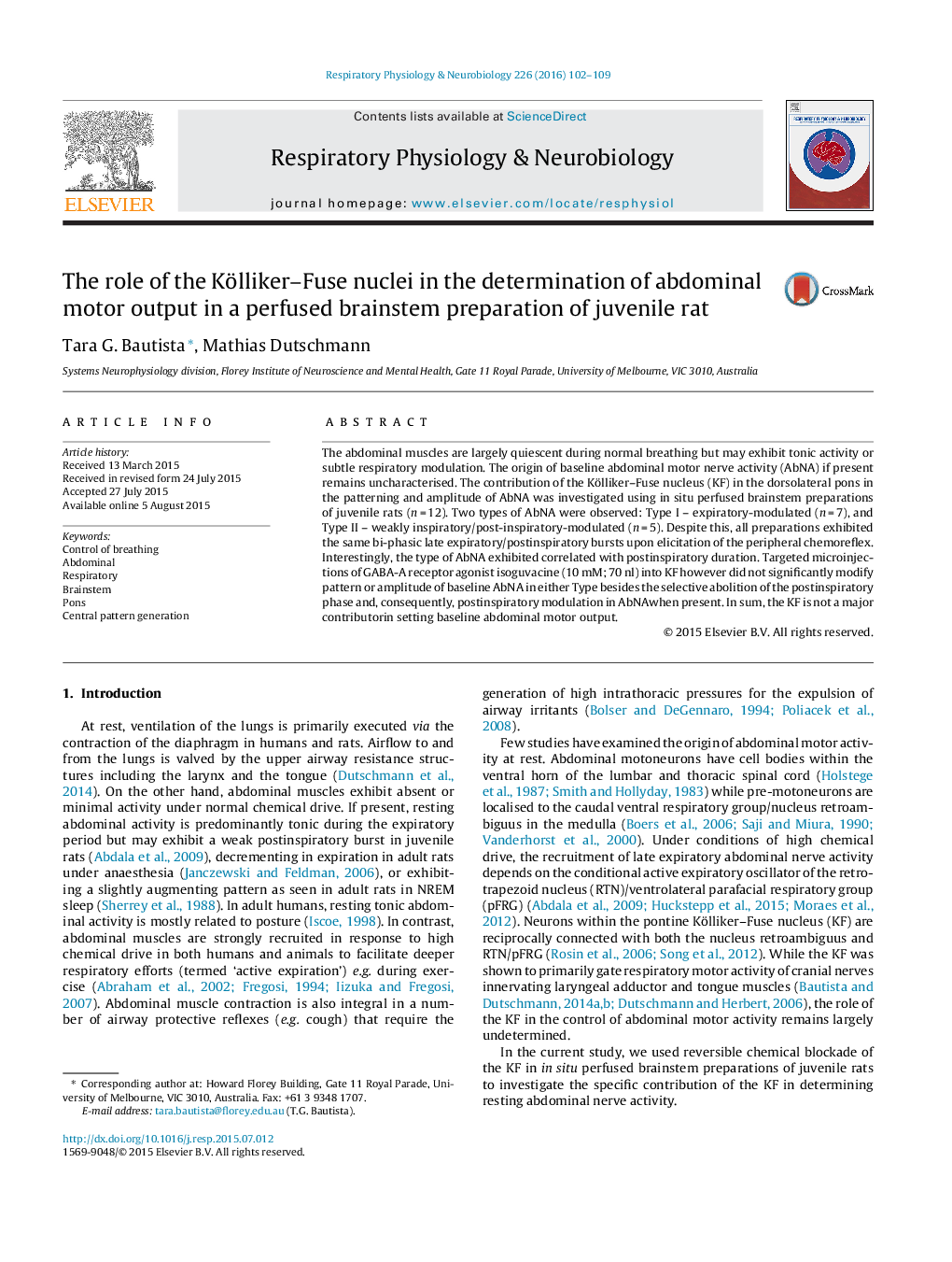 The role of the Kölliker–Fuse nuclei in the determination of abdominal motor output in a perfused brainstem preparation of juvenile rat