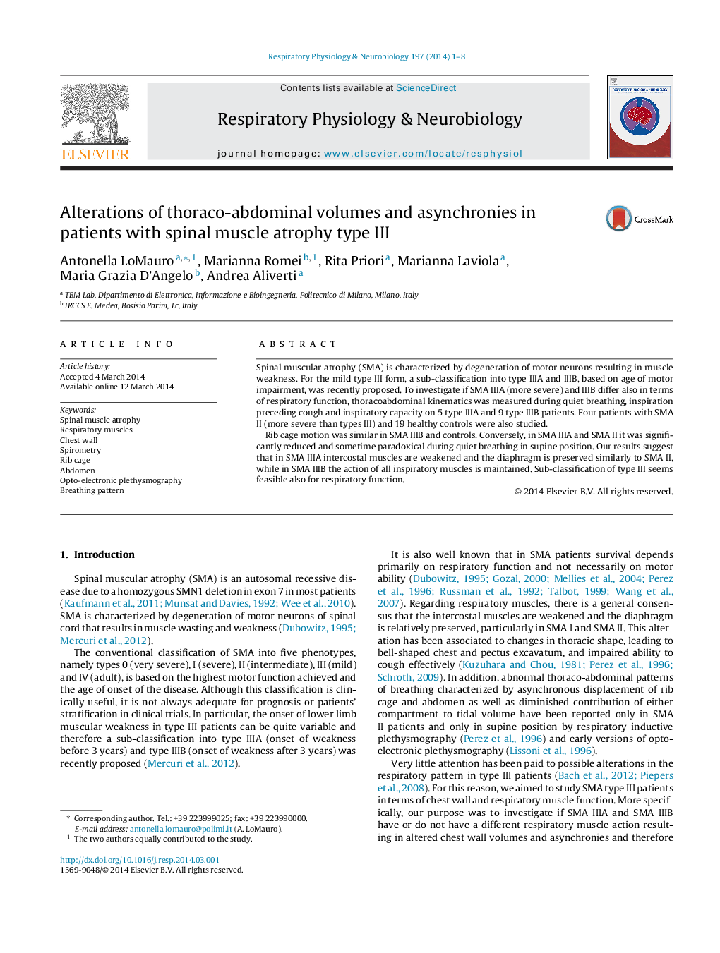 Alterations of thoraco-abdominal volumes and asynchronies in patients with spinal muscle atrophy type III