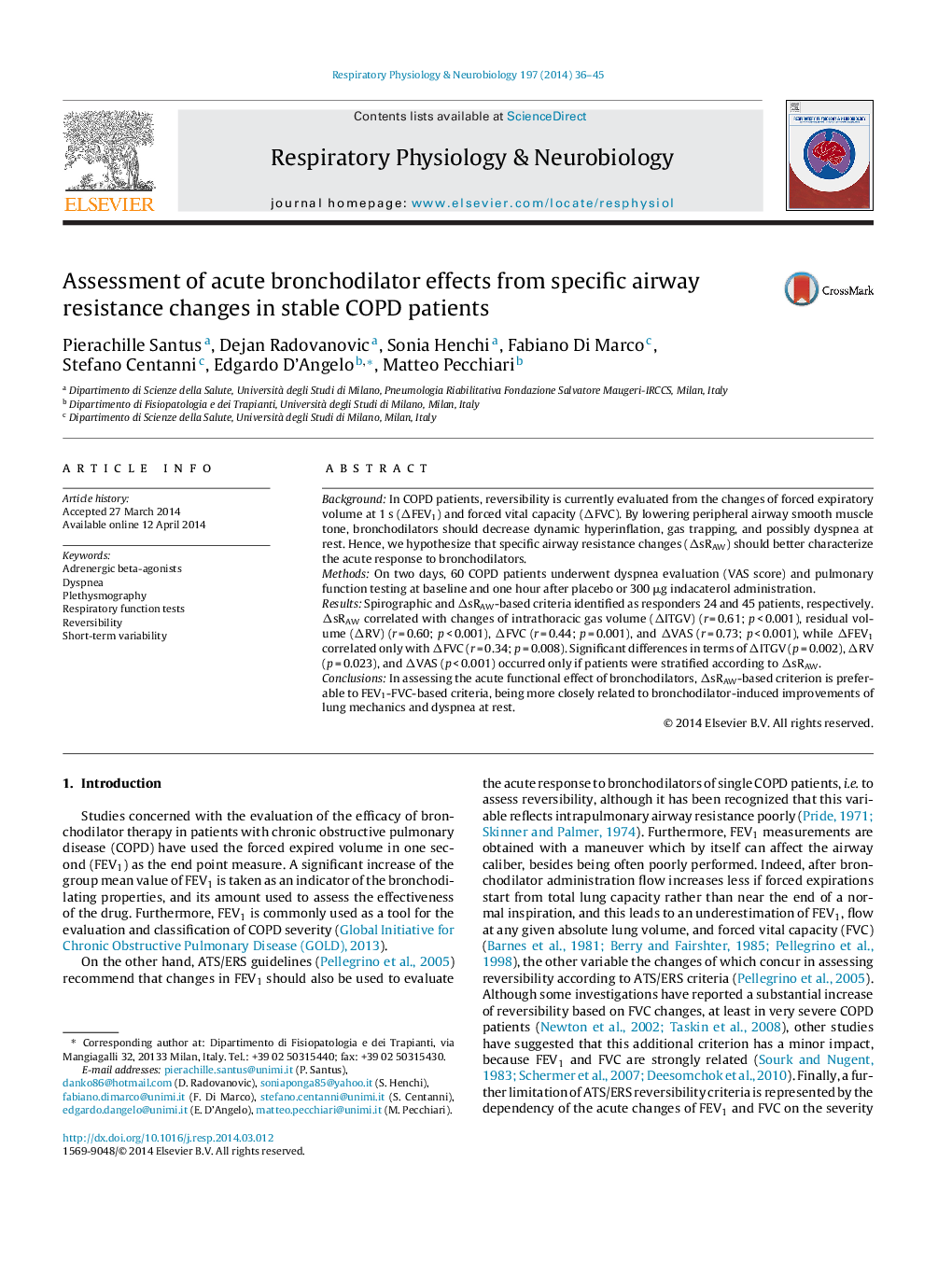 Assessment of acute bronchodilator effects from specific airway resistance changes in stable COPD patients