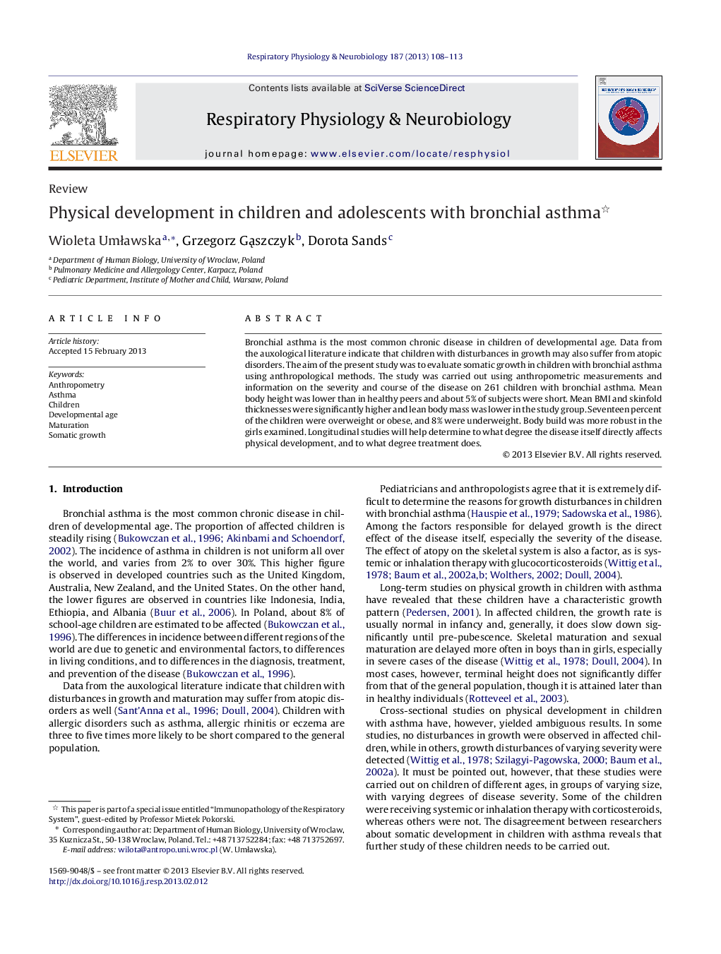 Physical development in children and adolescents with bronchial asthma 