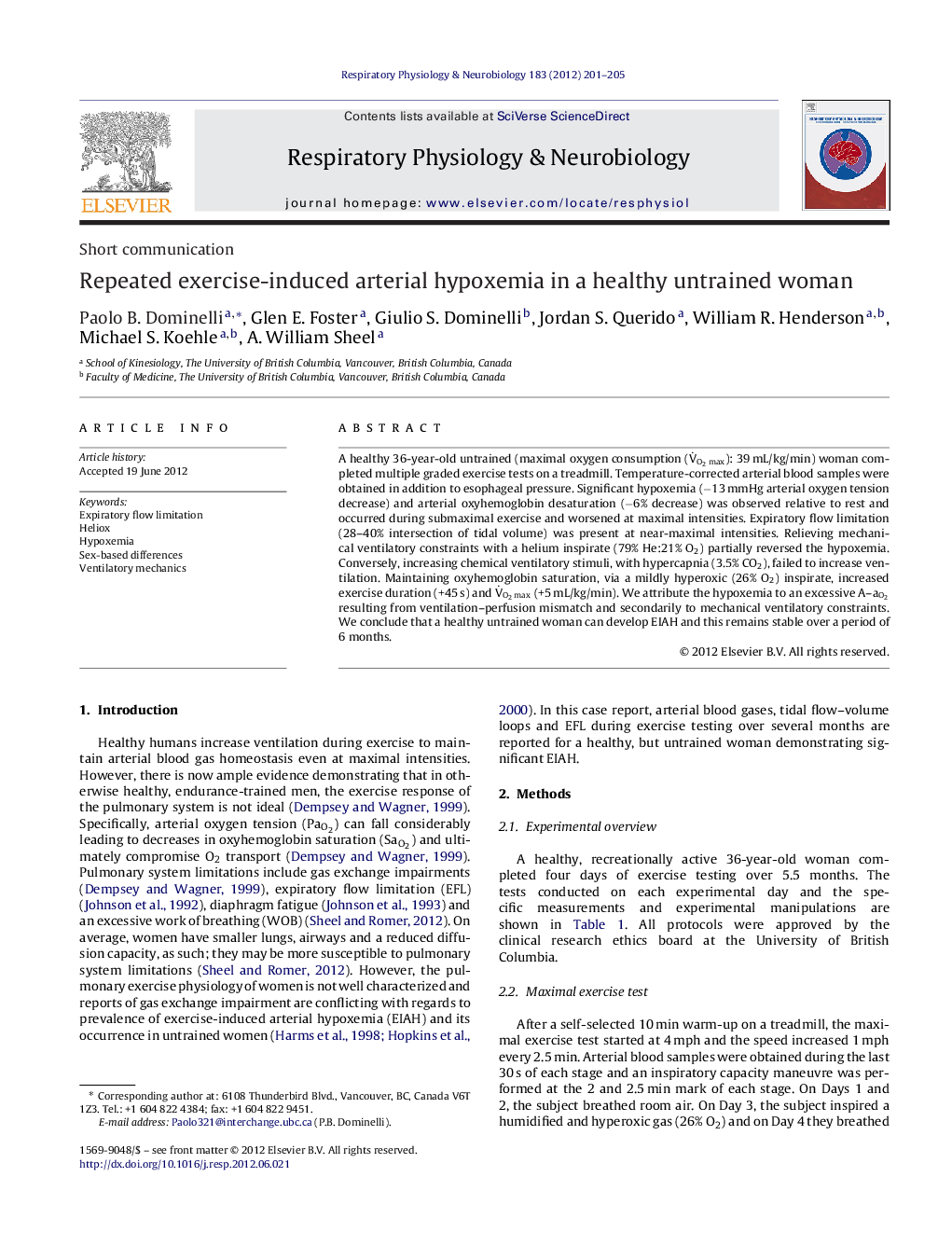 Repeated exercise-induced arterial hypoxemia in a healthy untrained woman