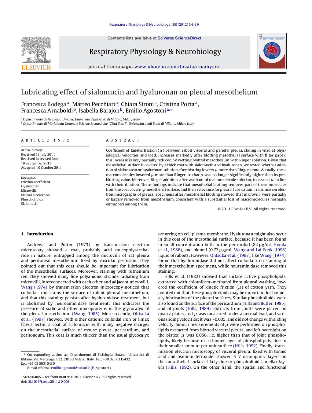 Lubricating effect of sialomucin and hyaluronan on pleural mesothelium