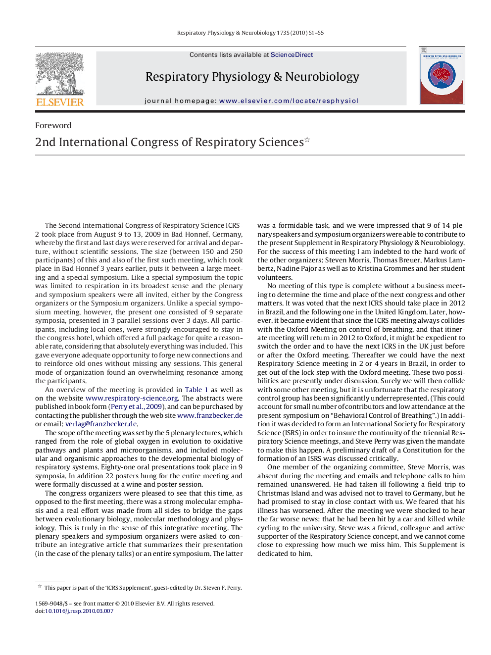 2nd International Congress of Respiratory Sciences