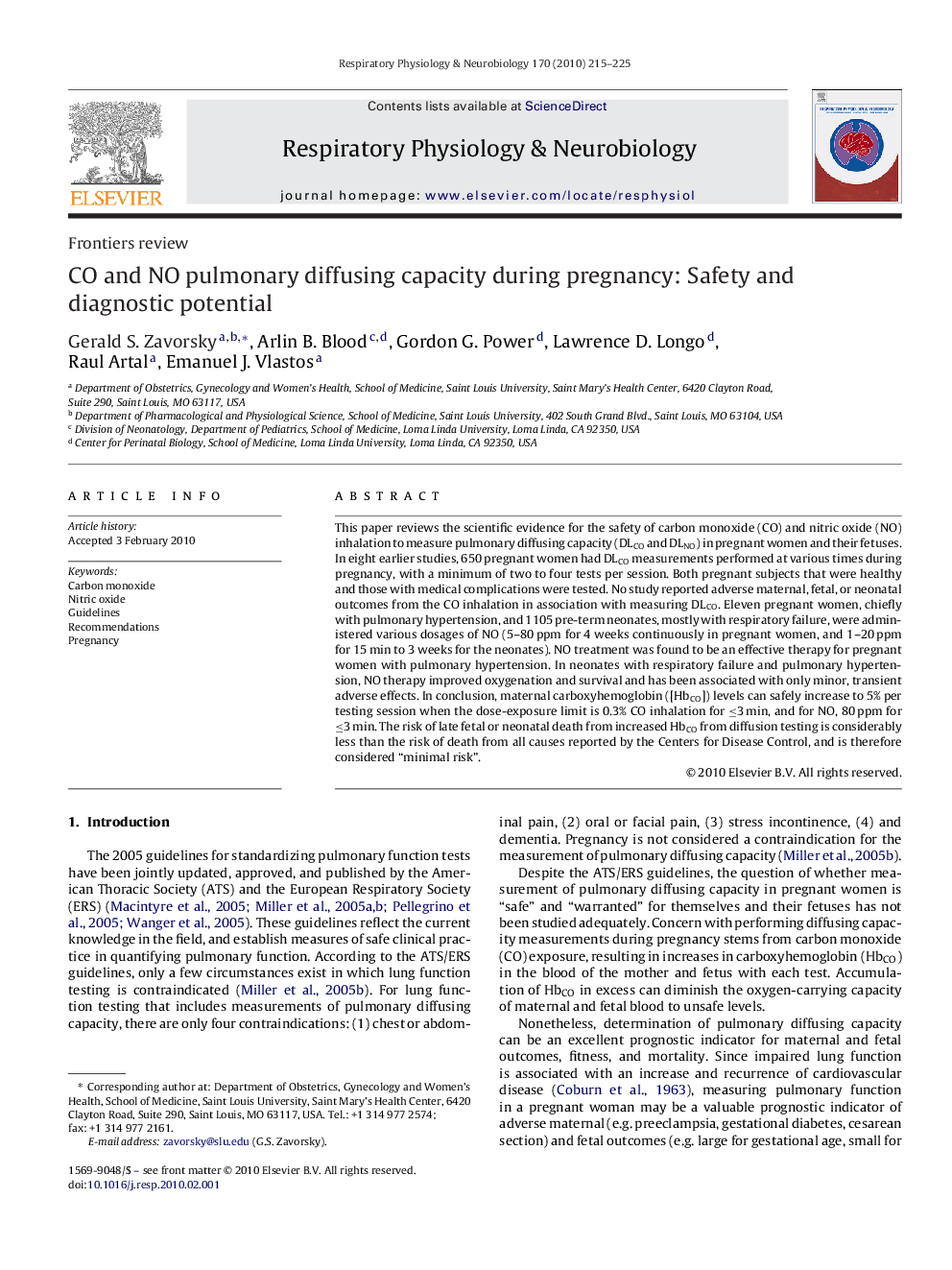 CO and NO pulmonary diffusing capacity during pregnancy: Safety and diagnostic potential