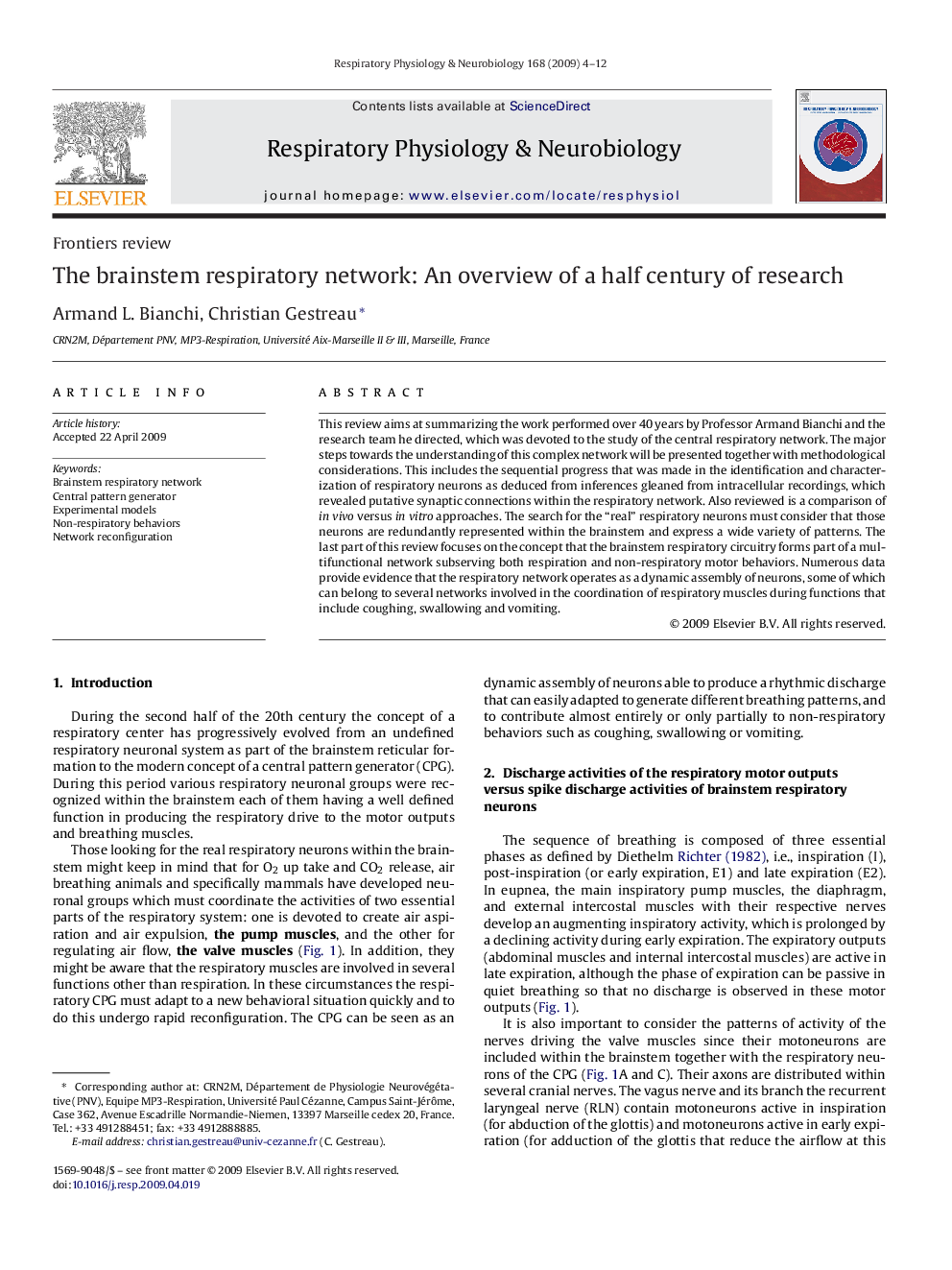 The brainstem respiratory network: An overview of a half century of research