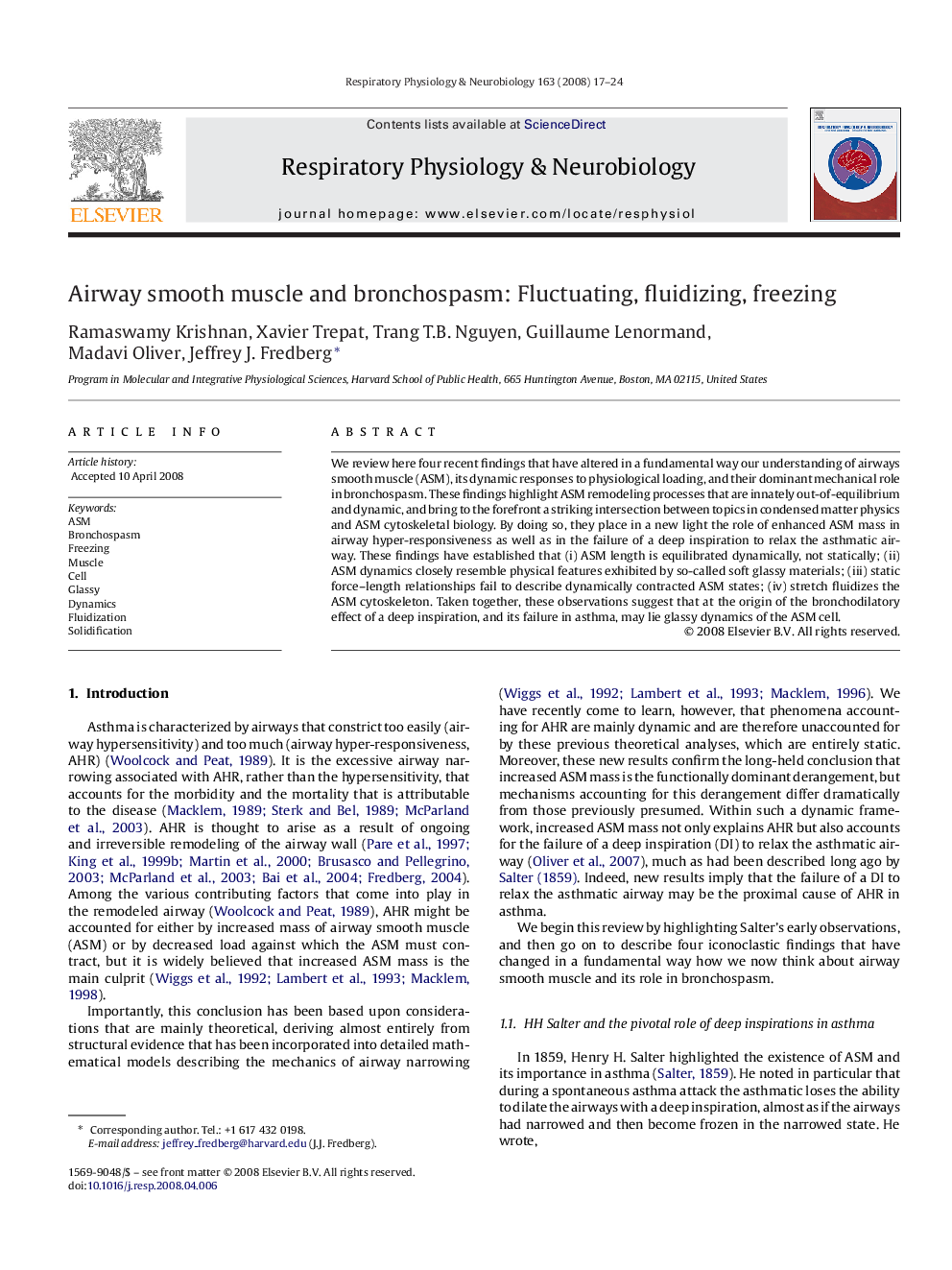 Airway smooth muscle and bronchospasm: Fluctuating, fluidizing, freezing