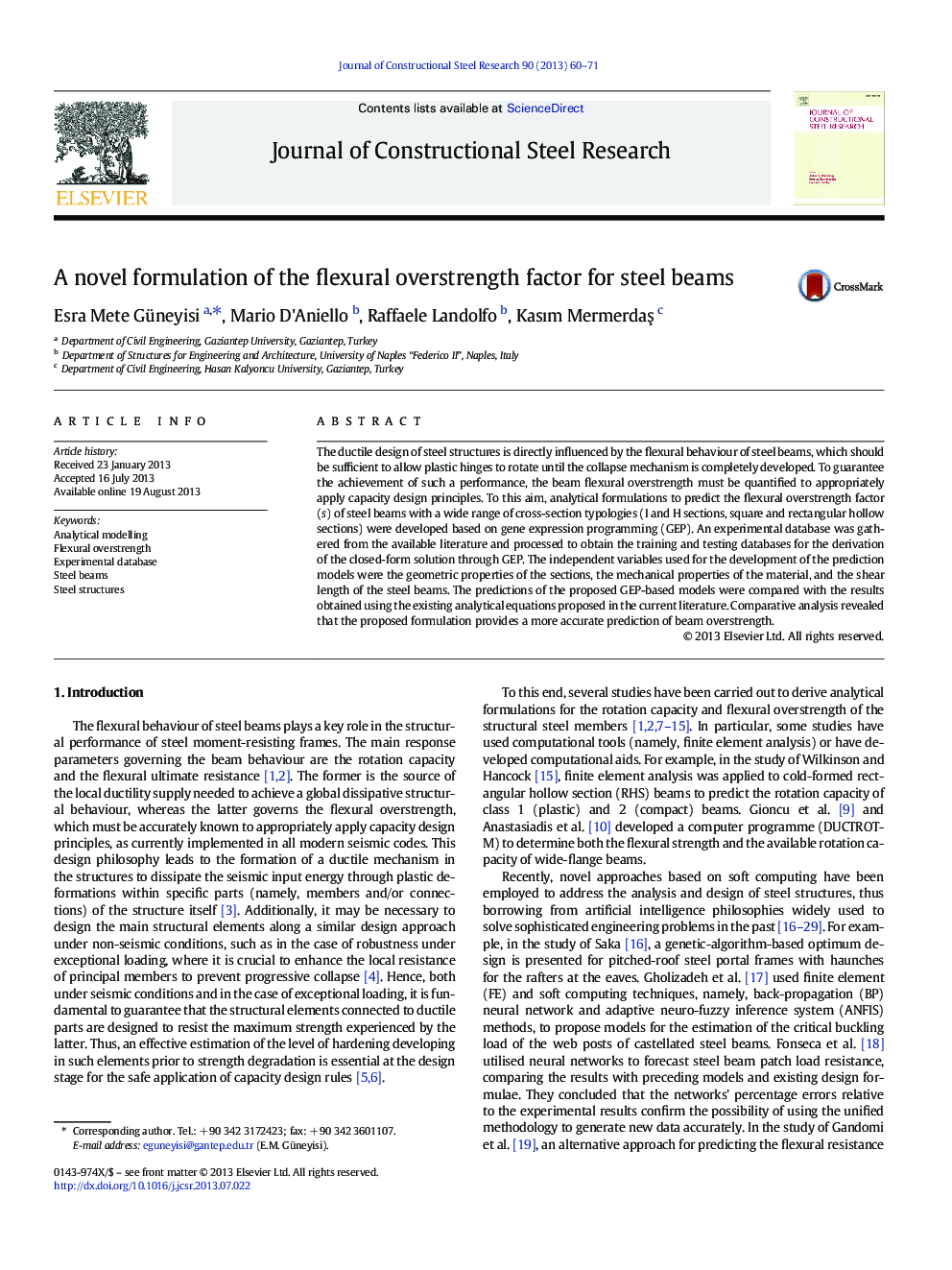 A novel formulation of the flexural overstrength factor for steel beams