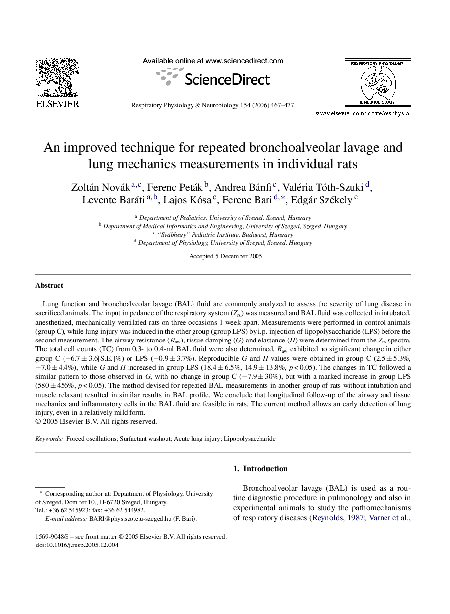 An improved technique for repeated bronchoalveolar lavage and lung mechanics measurements in individual rats